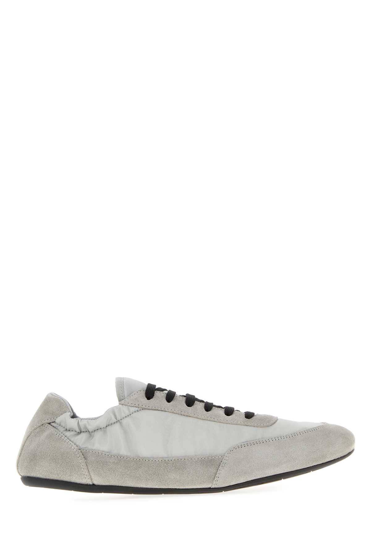 Prada Grey Re-nylon And Suede Collapse Sneakers In Gray