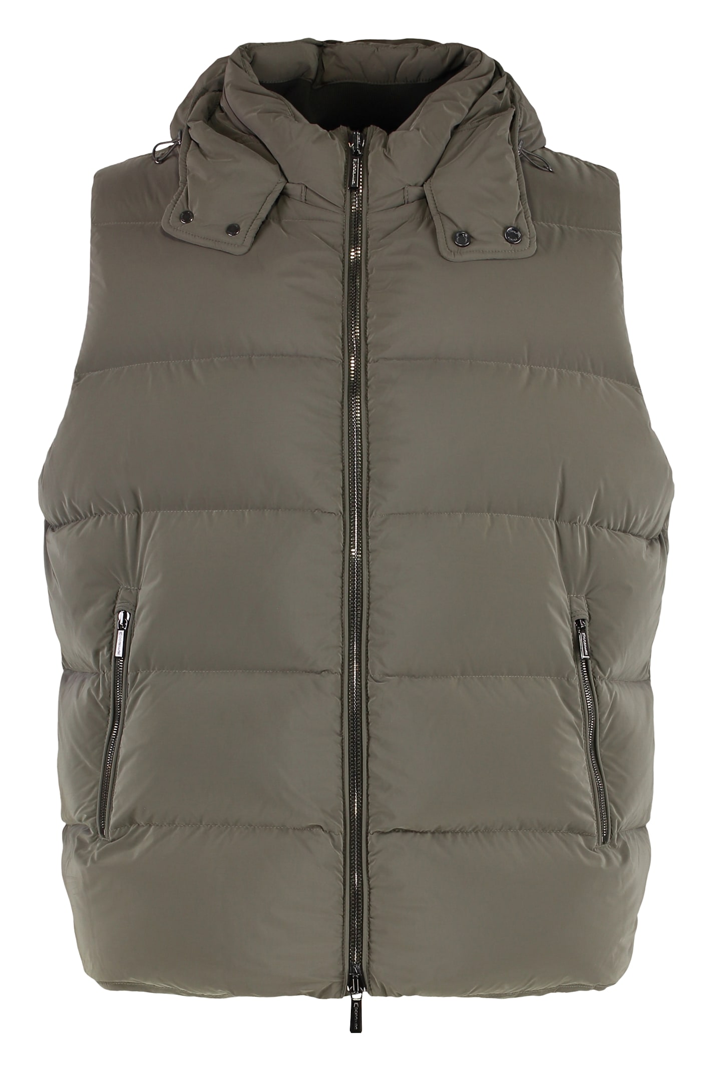 Moorer Quilted Hooded Waistcoat In Green