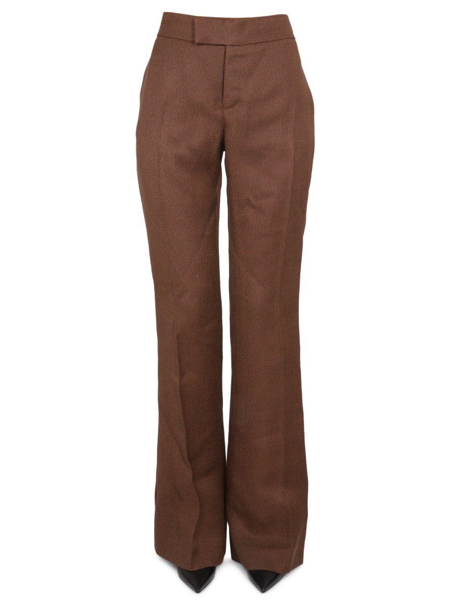 Shop Tom Ford Pleat Detailed Flared Pants In Brown