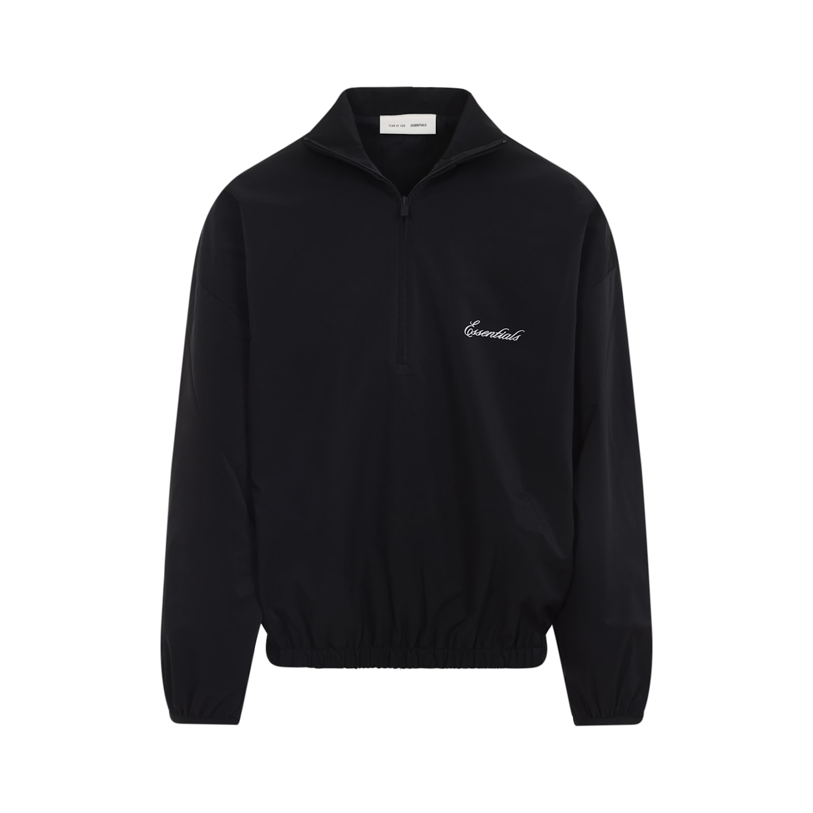 Fear Of God Jet Black Sporty Nylon Half Zip Sweatshirt In Black