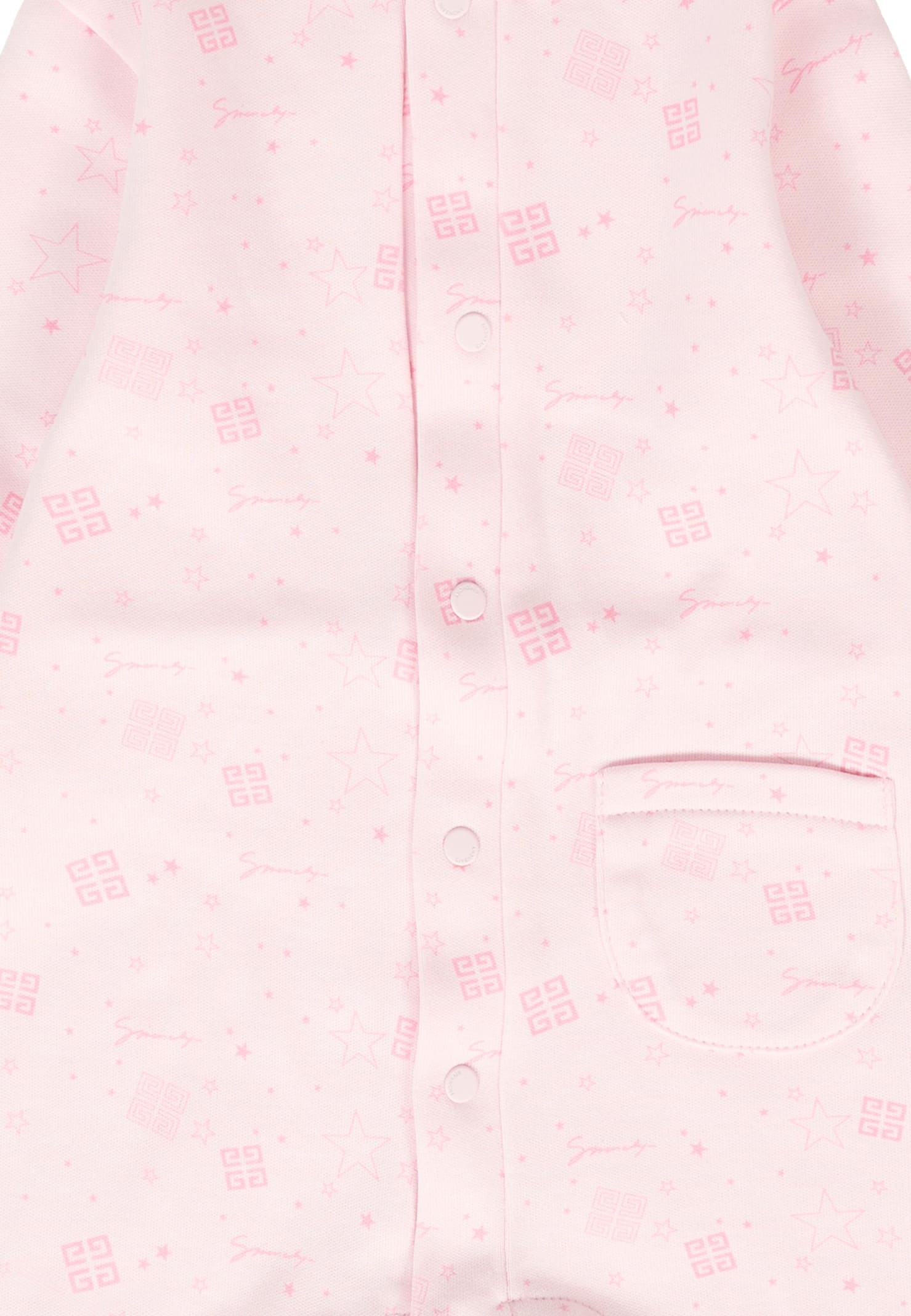 Givenchy Pink Babygrow For Baby Girl With Logo In Pink