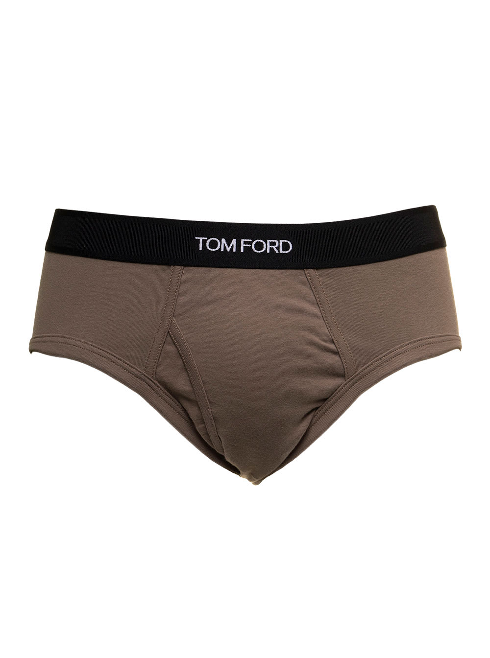 TOM FORD BROWN COTTON BRIEFS WITH LOGO TOM FORD MAN