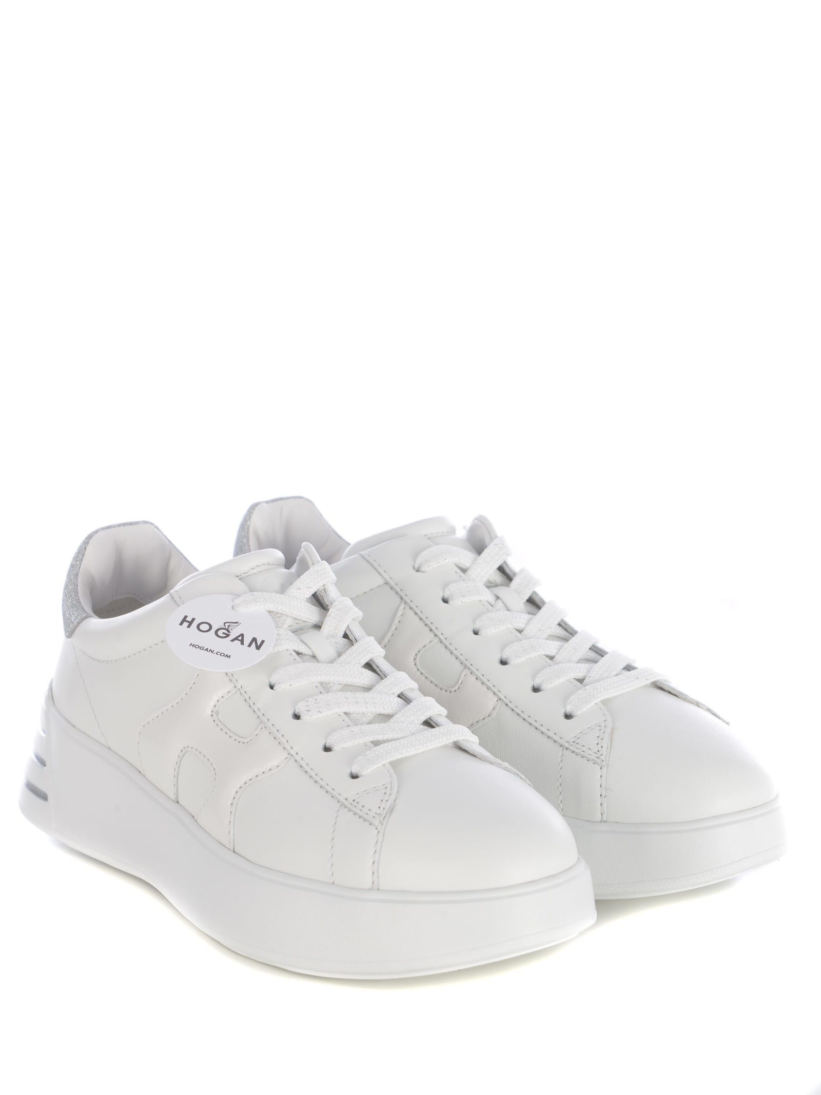 Shop Hogan Sneakers  Rebel Made Of Leather In Bianco