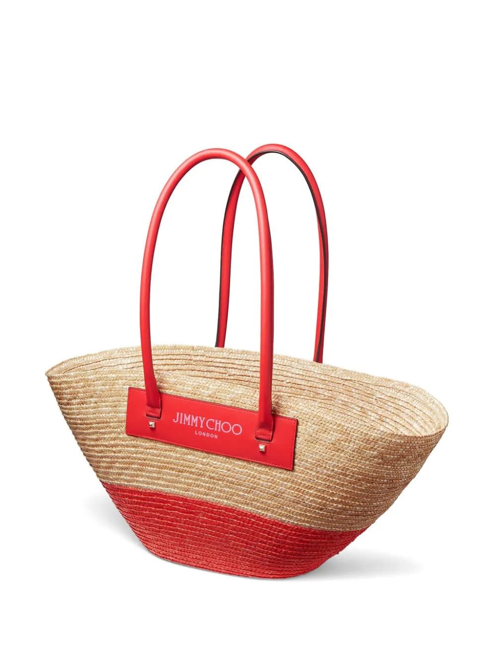 Shop Jimmy Choo Beach Basket Tote/m In Red