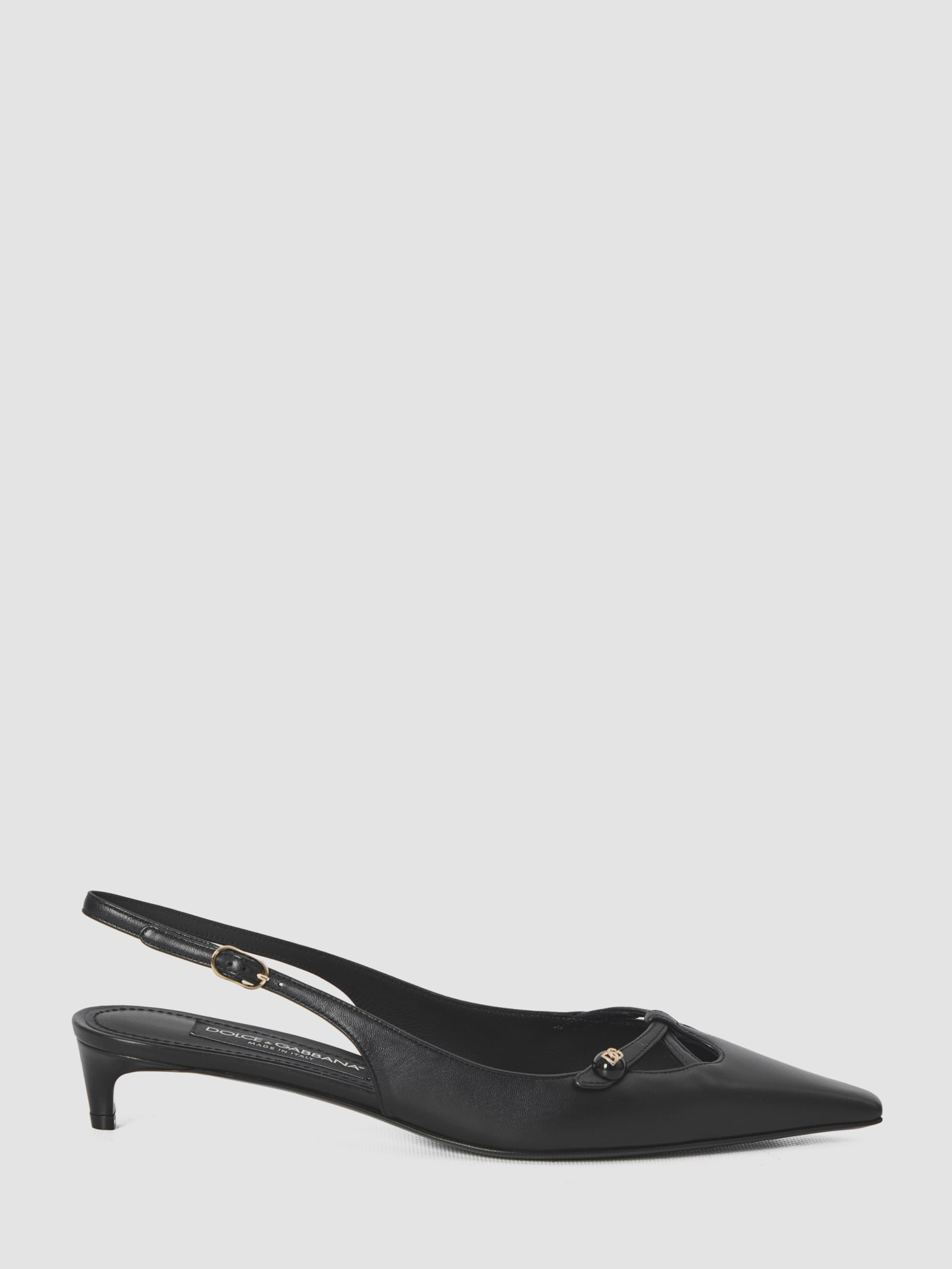 Dolce & Gabbana Nappa Leather Slingbacks In Black
