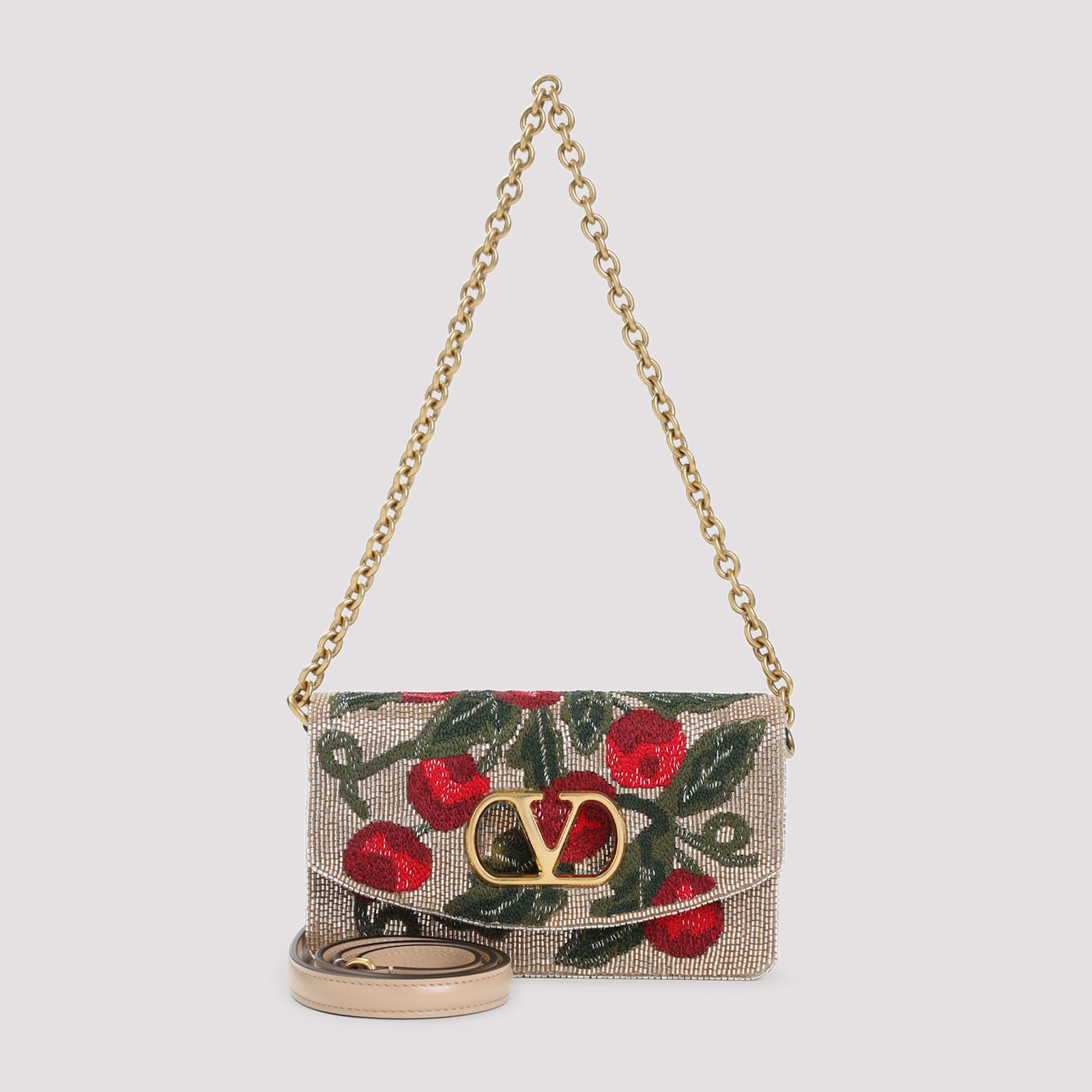 Valentino Garavani Vain Cherry Shoulder Bag In Silver
