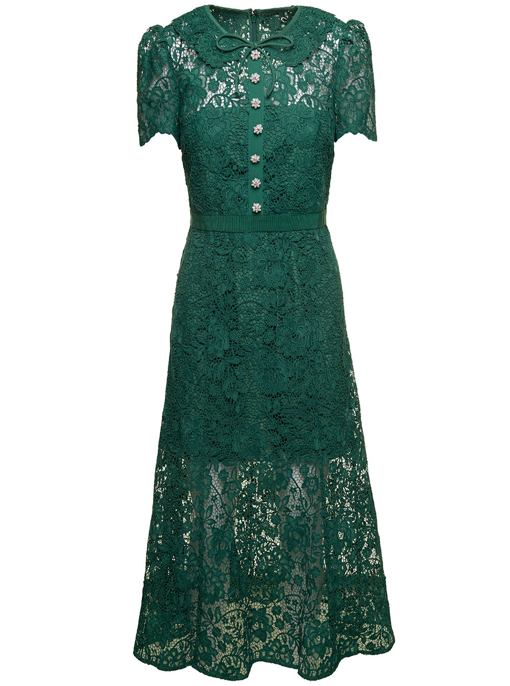self-portrait Green Cord Lace Midi Dress | Smart Closet self-portrait Green Cord Lace Midi Dress | Smart Closet