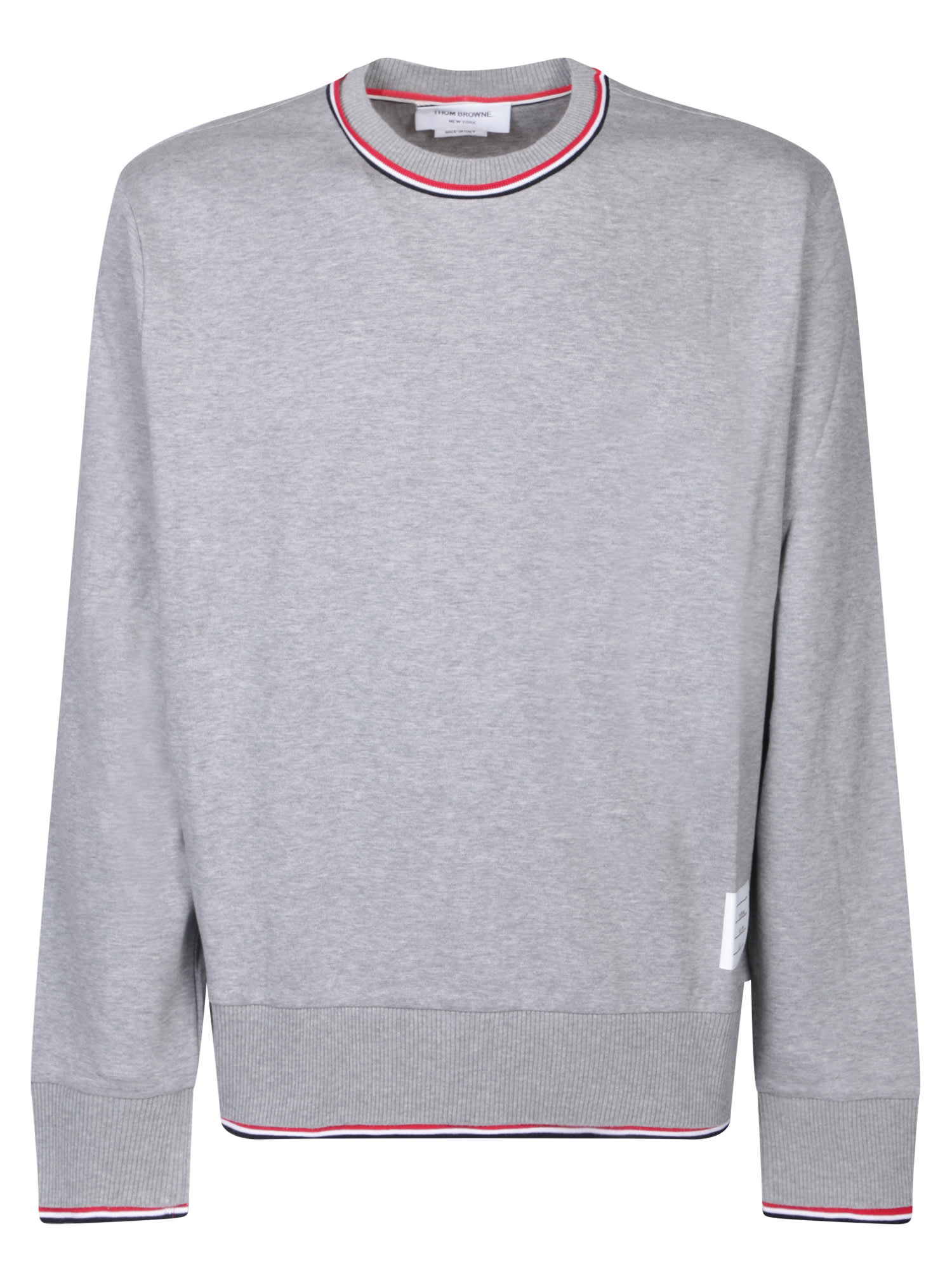 Shop Thom Browne Rwb Stripe Grey Sweater