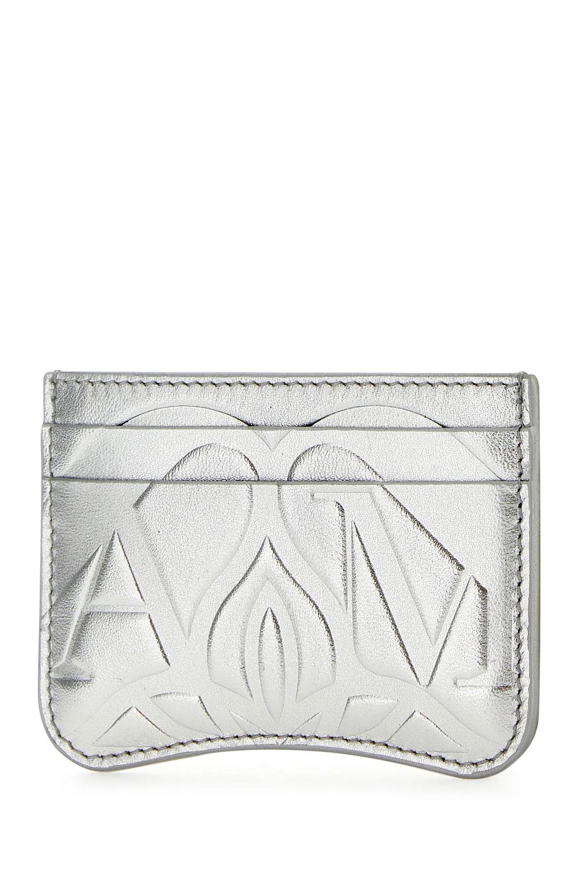 Shop Alexander Mcqueen Silver Leather Card Holder