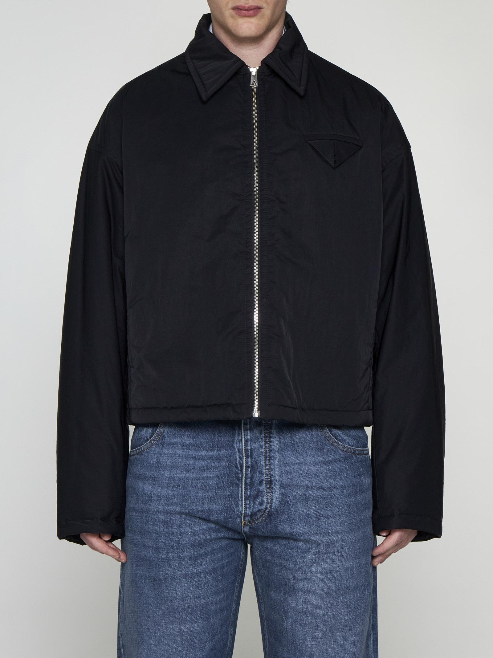 Shop Bottega Veneta Nylon Zip-up Jacket In Black