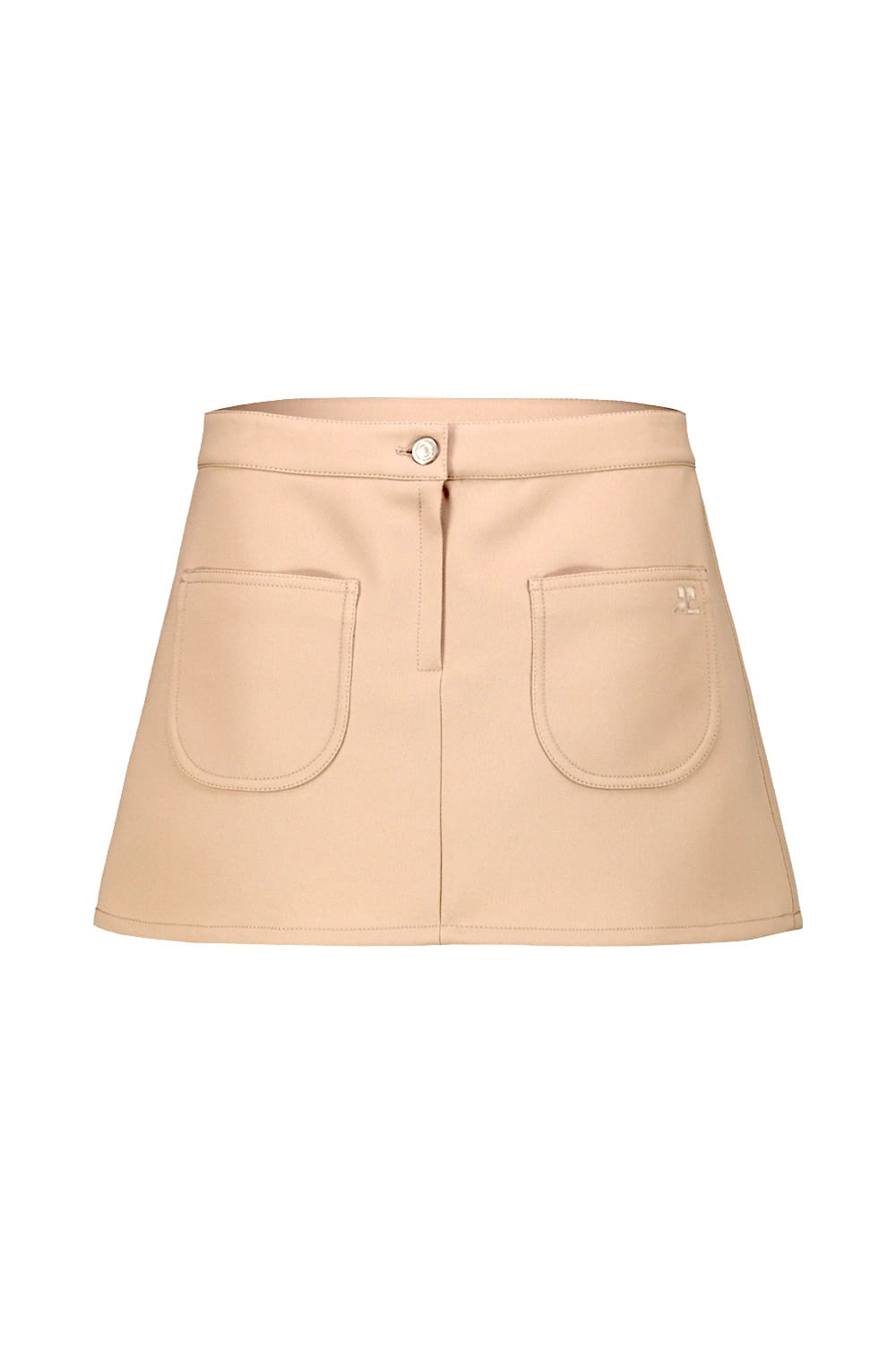 Shop Courrèges Mini Skirt 2-pocket Twill In Sand