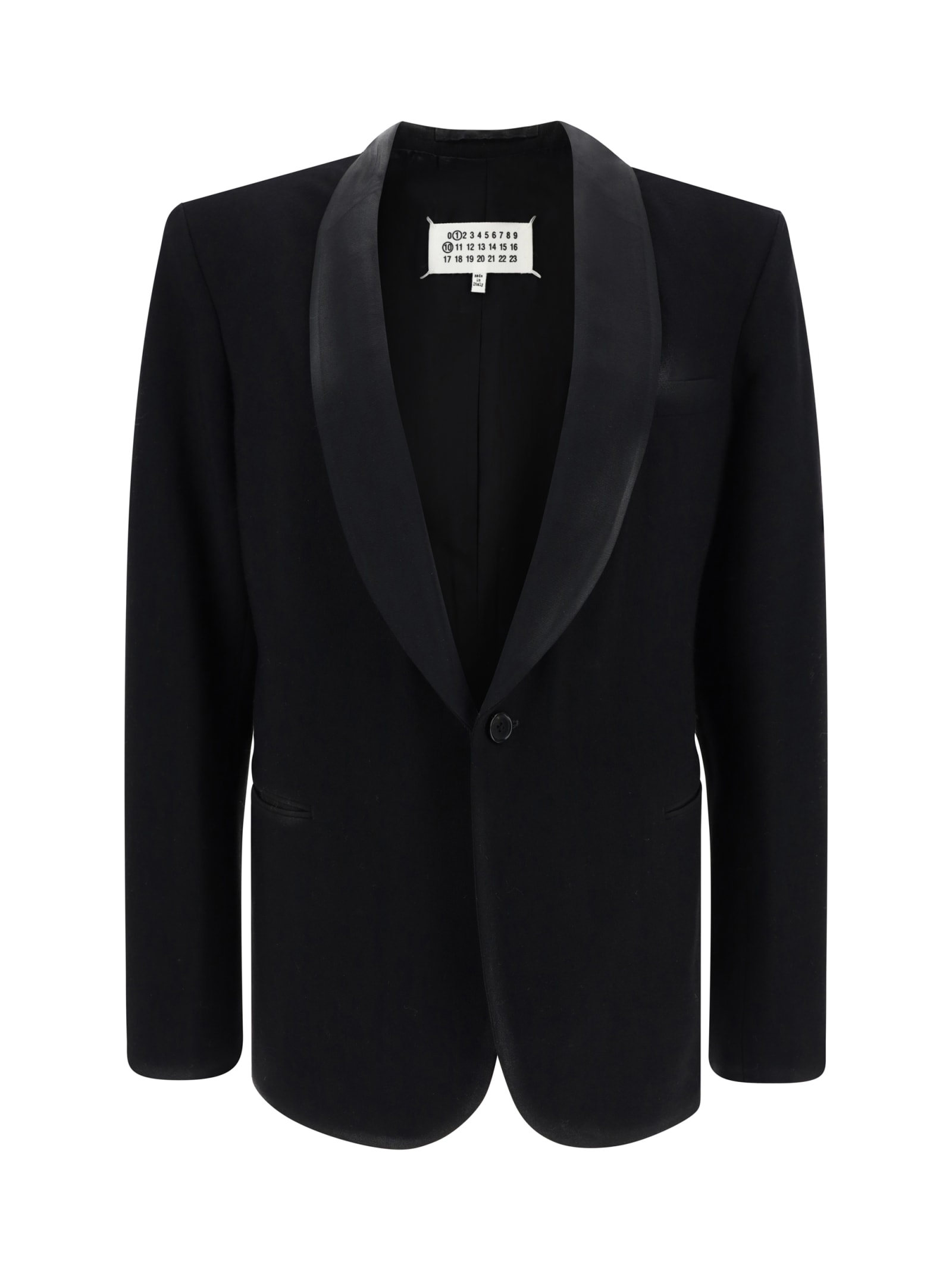 Shop Maison Margiela Blazer Jacket In Black Shiny