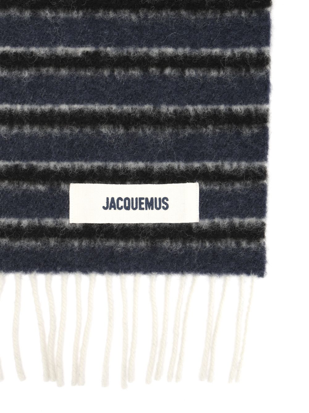 Jacquemus Horizontal Stripes Alpaca And Virgin Wool Scarf In Blue