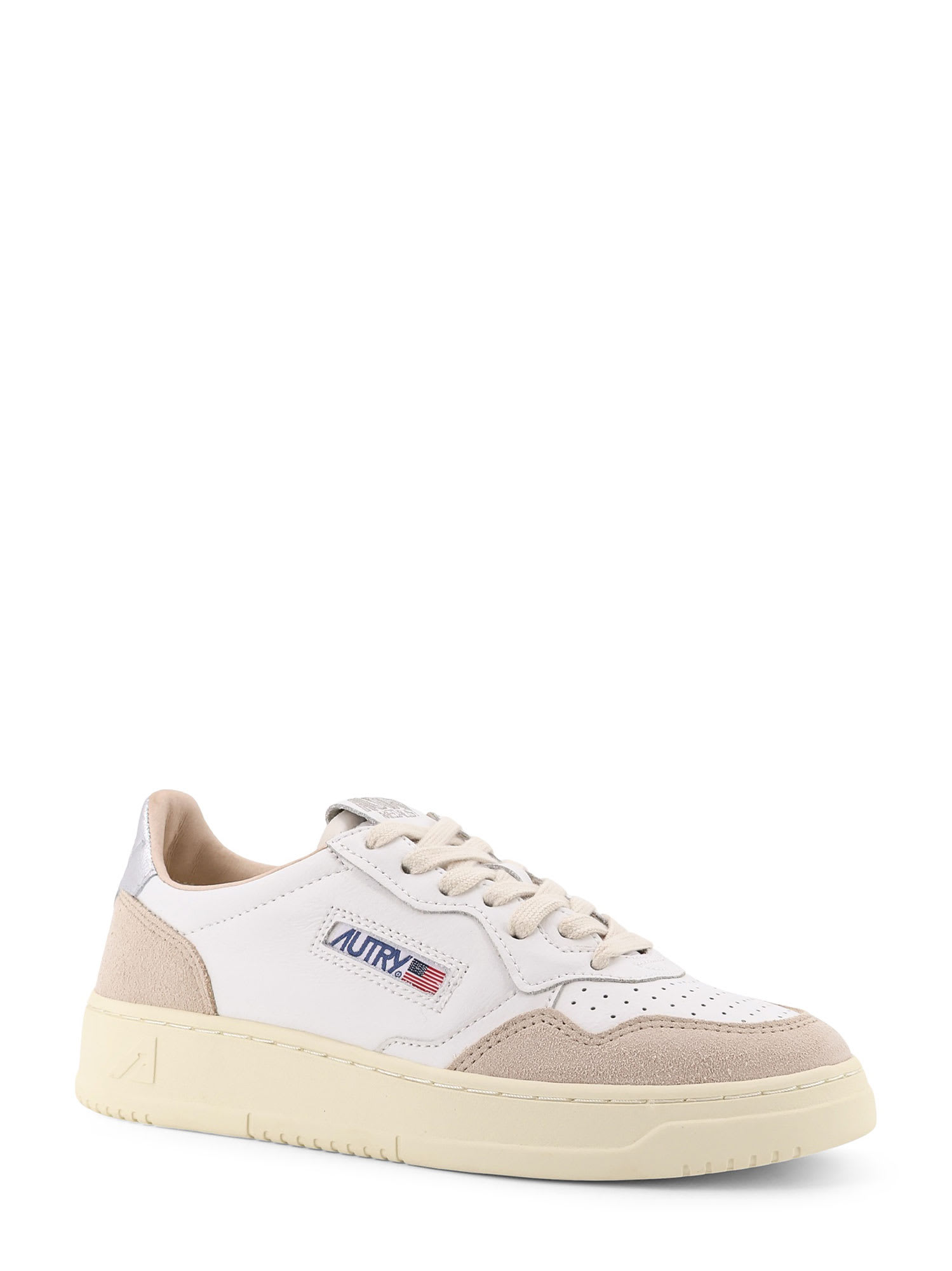 Autry Medalist Low Leather Low-top Sneakers With Suede Inserts In White