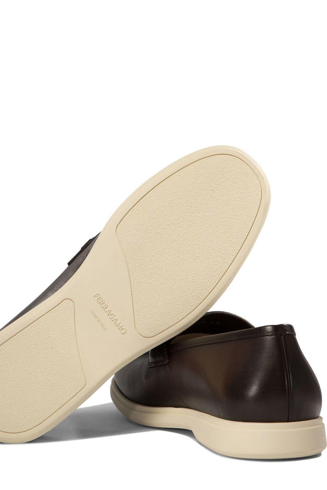 Shop Ferragamo Gancini Slip-on Loafers