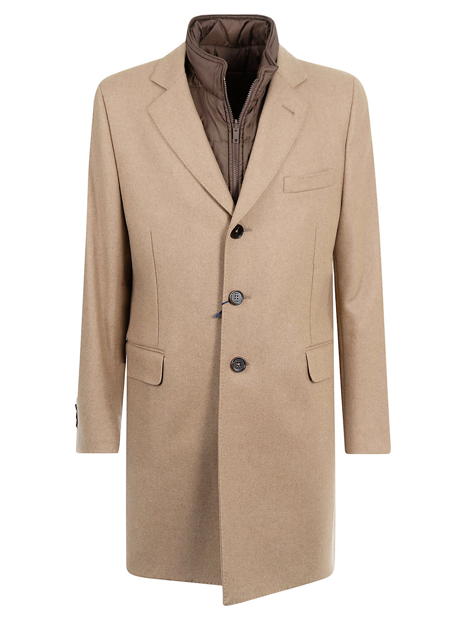 Shop Fay High-neck Layered Buttoned Coat