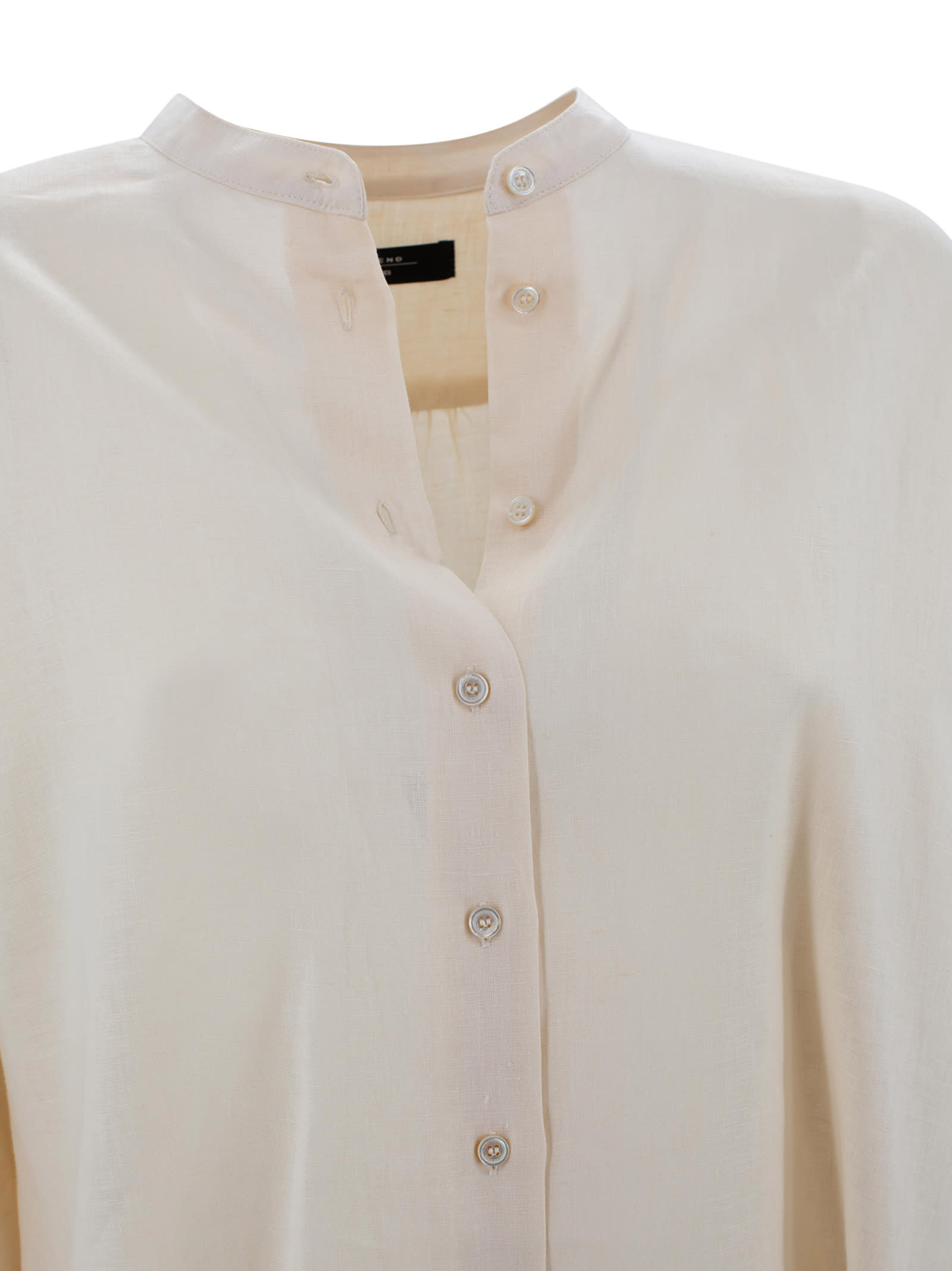 Weekend Max Mara Casual Mandarin Collar Long Sleeves Top In Beige