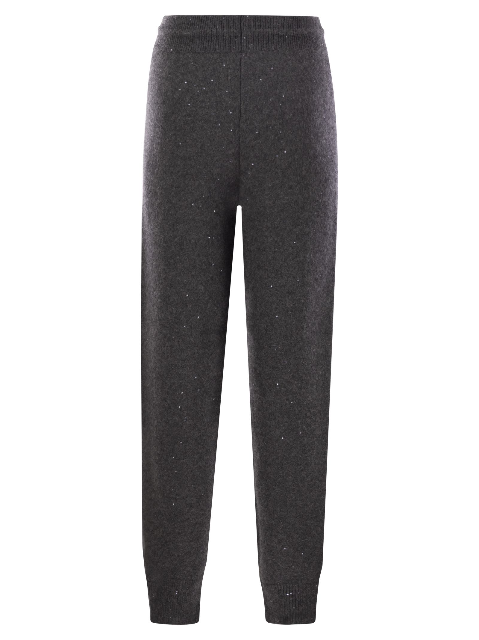 Shop Fabiana Filippi Jogging Trousers With Sequins In Anthracite