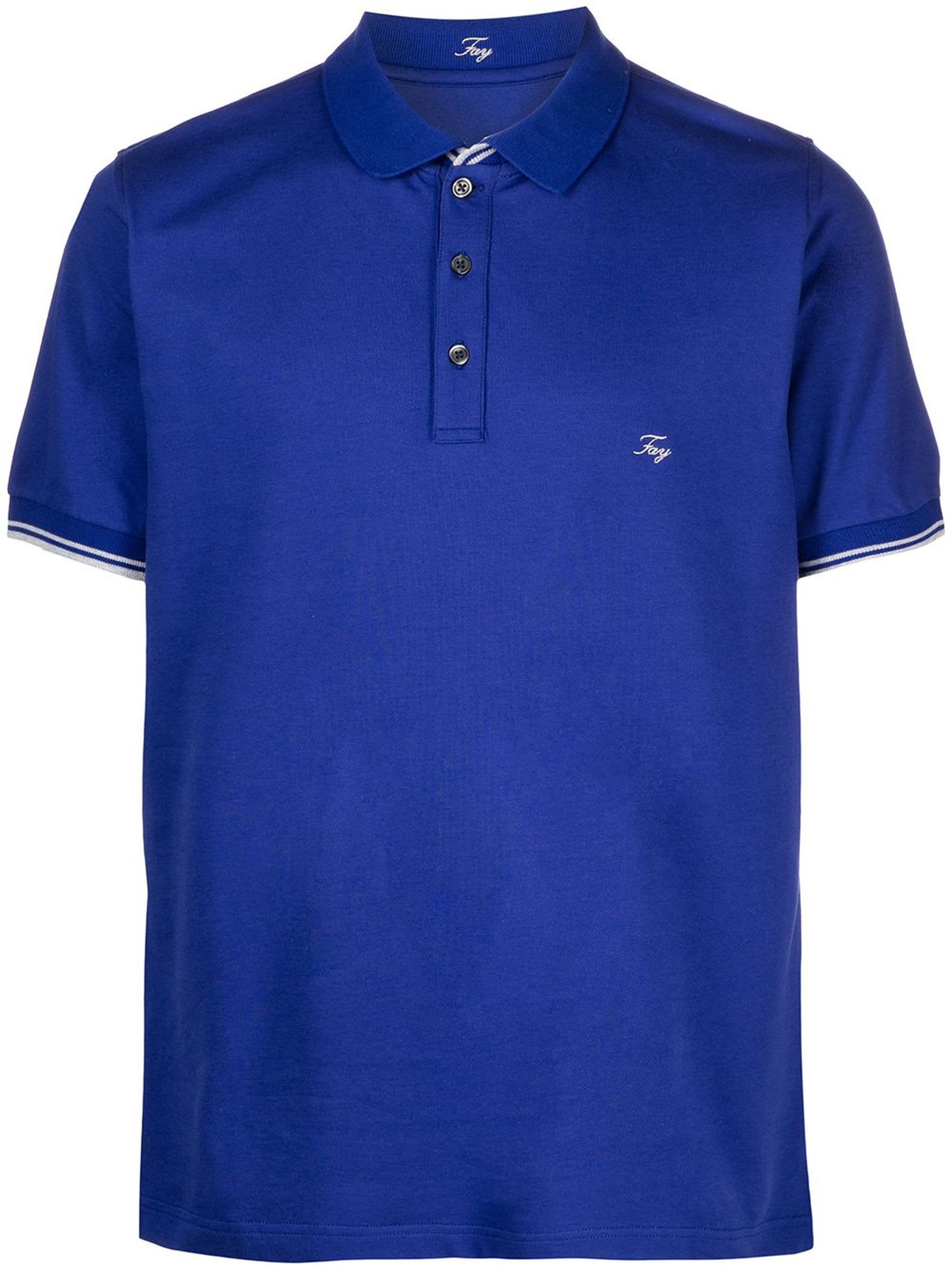 Fay Blue Stretch Cotton Polo Shirt