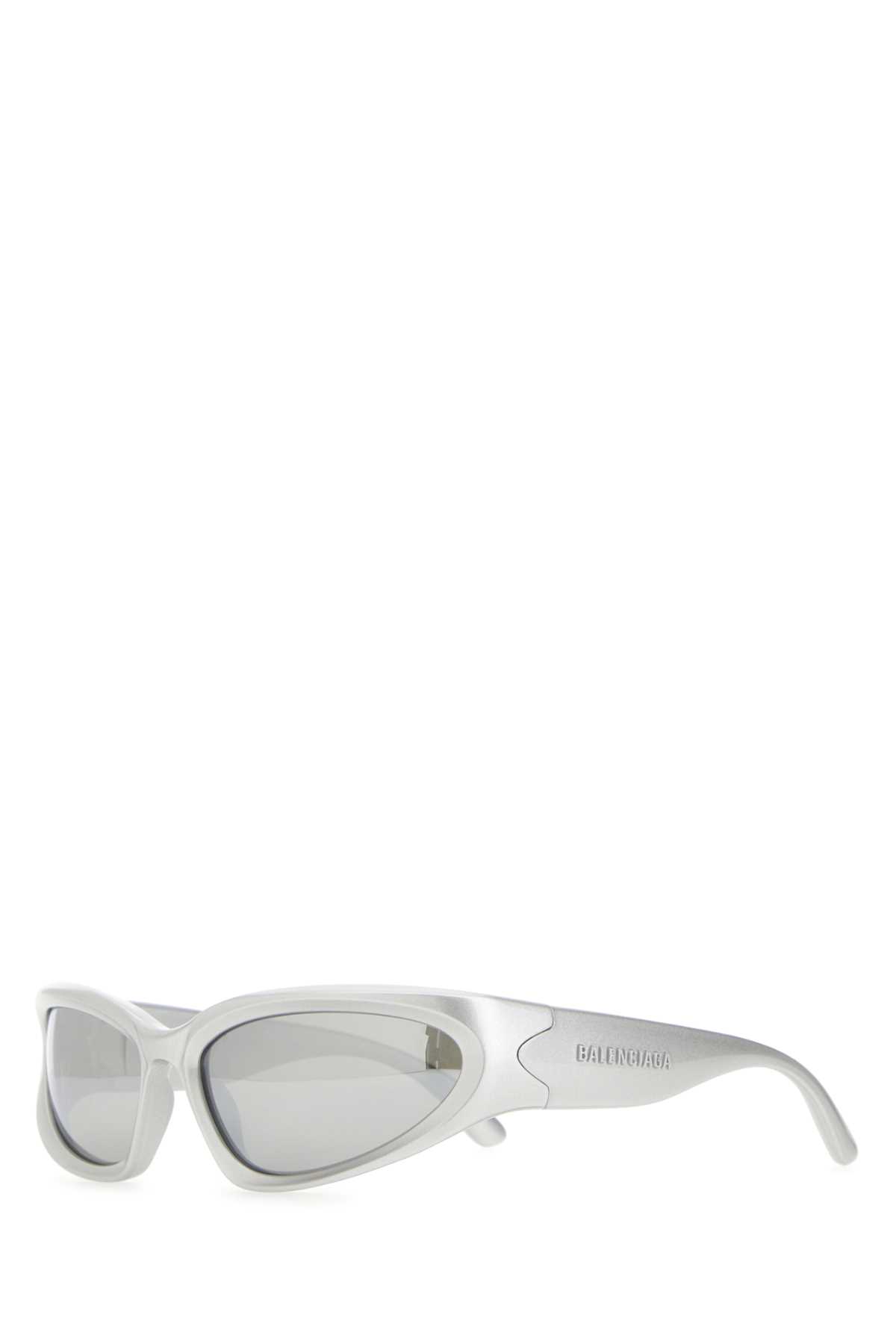 Shop Balenciaga Silver Acetate Swift Oval Sunglasses In 1402