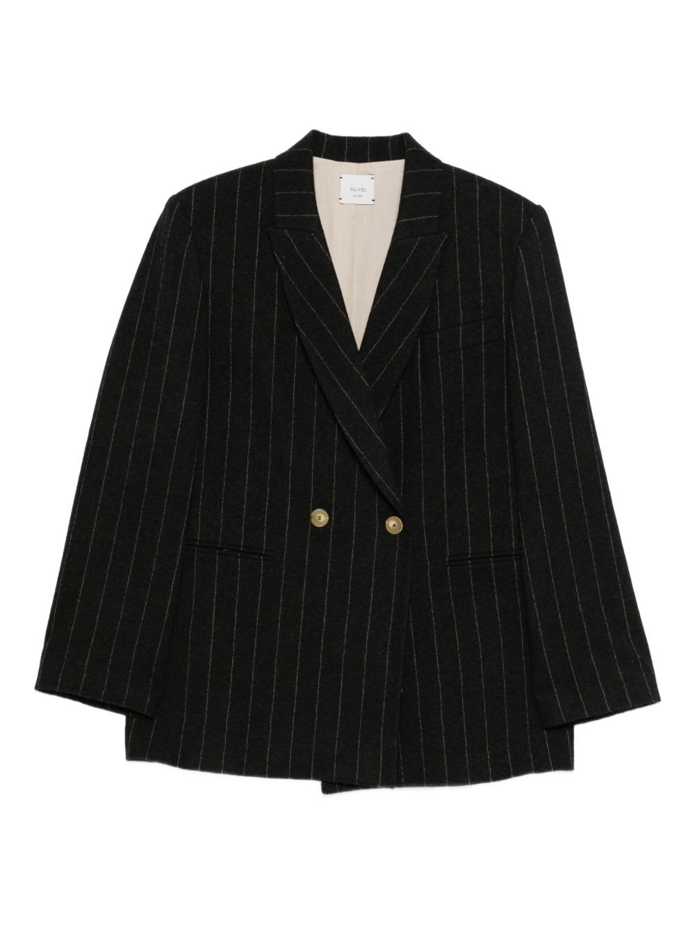 Alysi Pinstripe Double-breasted Jacket In Black