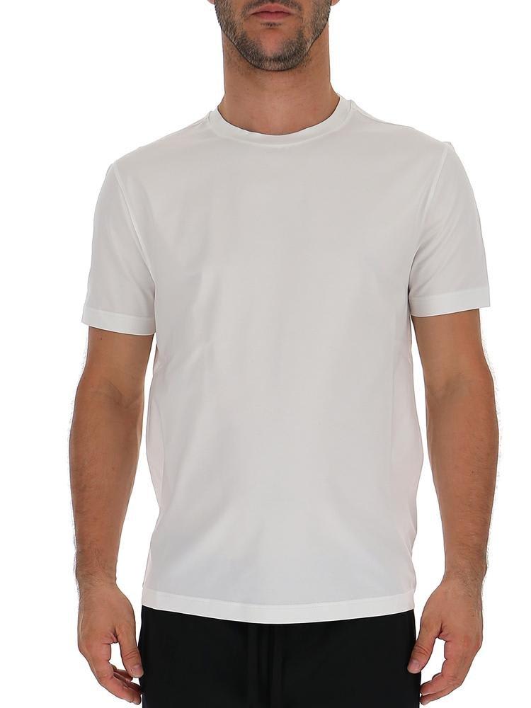 Shop Prada Crewneck Fitted T-shirt In Bianco