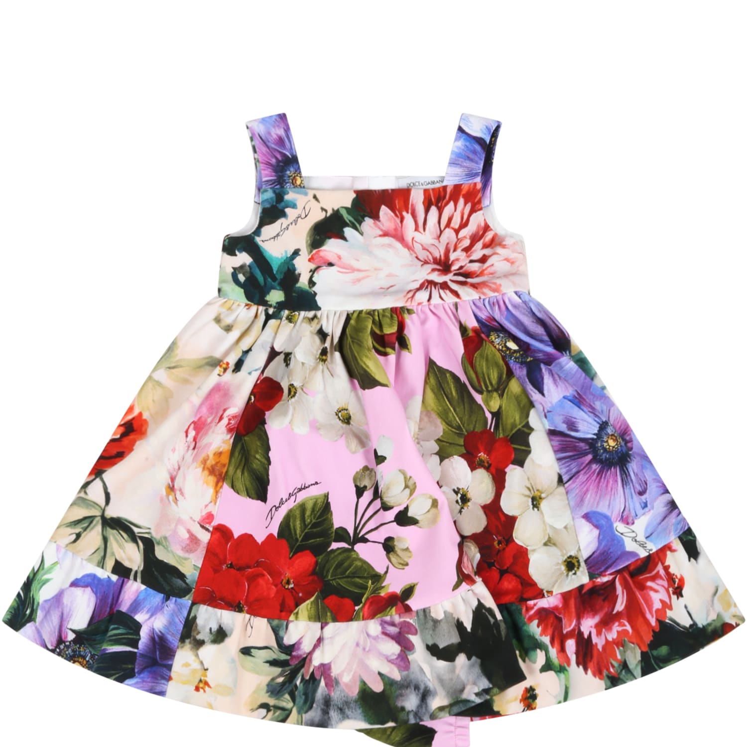 Dolce & Gabbana Multicolor Dress For Babygirl With Flowers