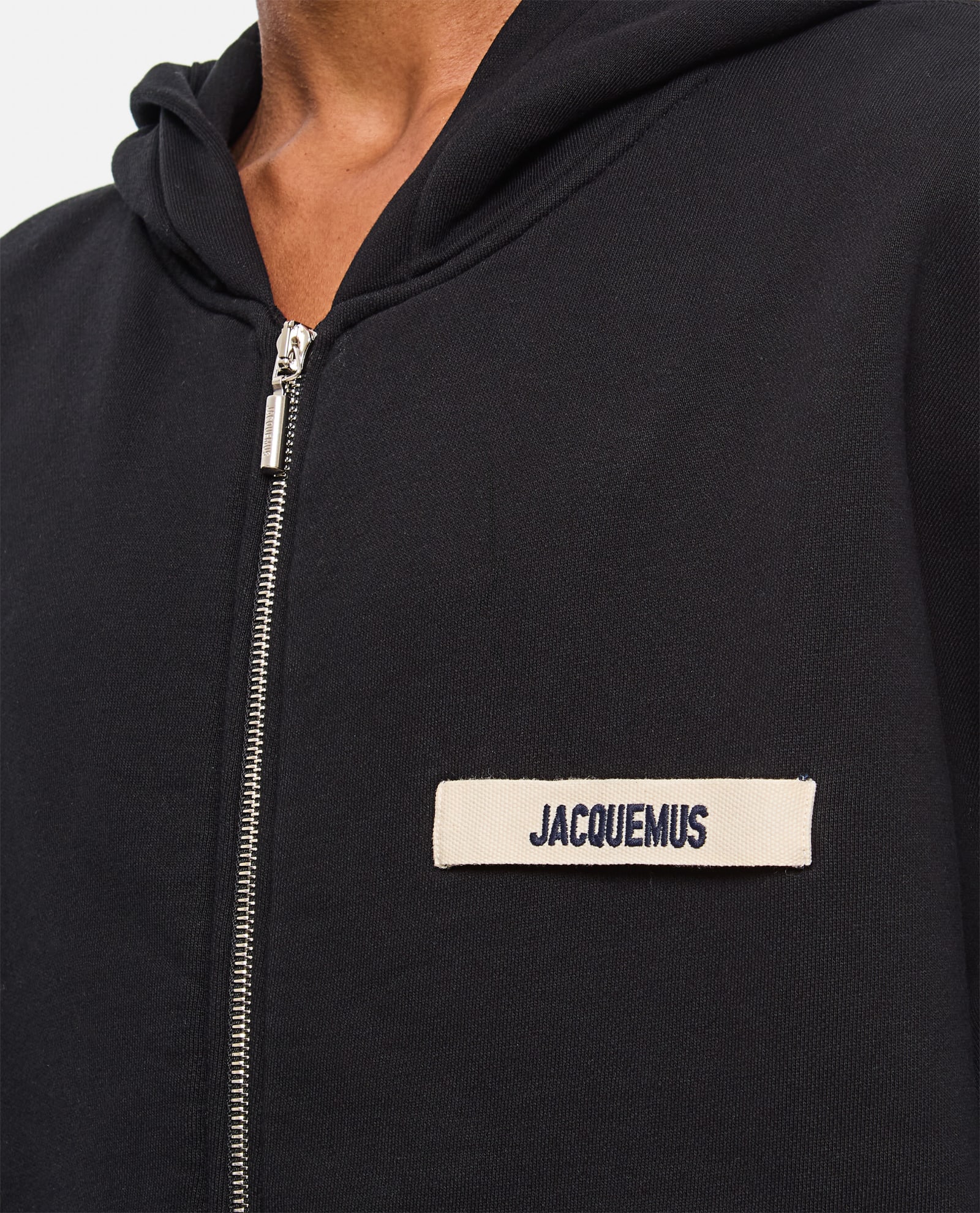 Shop Jacquemus Zipped Cotton Sweatshirt In Black