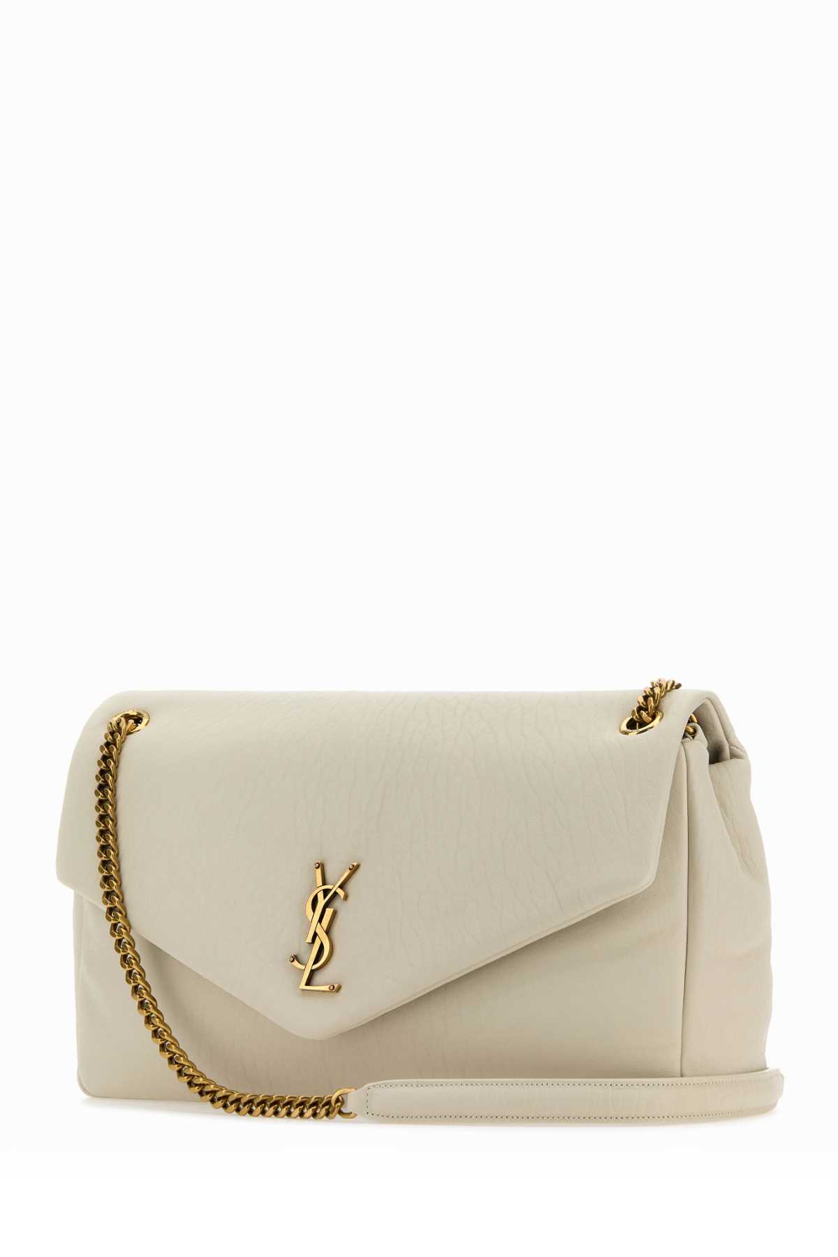 Shop Saint Laurent Ivory Leather Big Calypso Shoulder Bag In Cremasoft