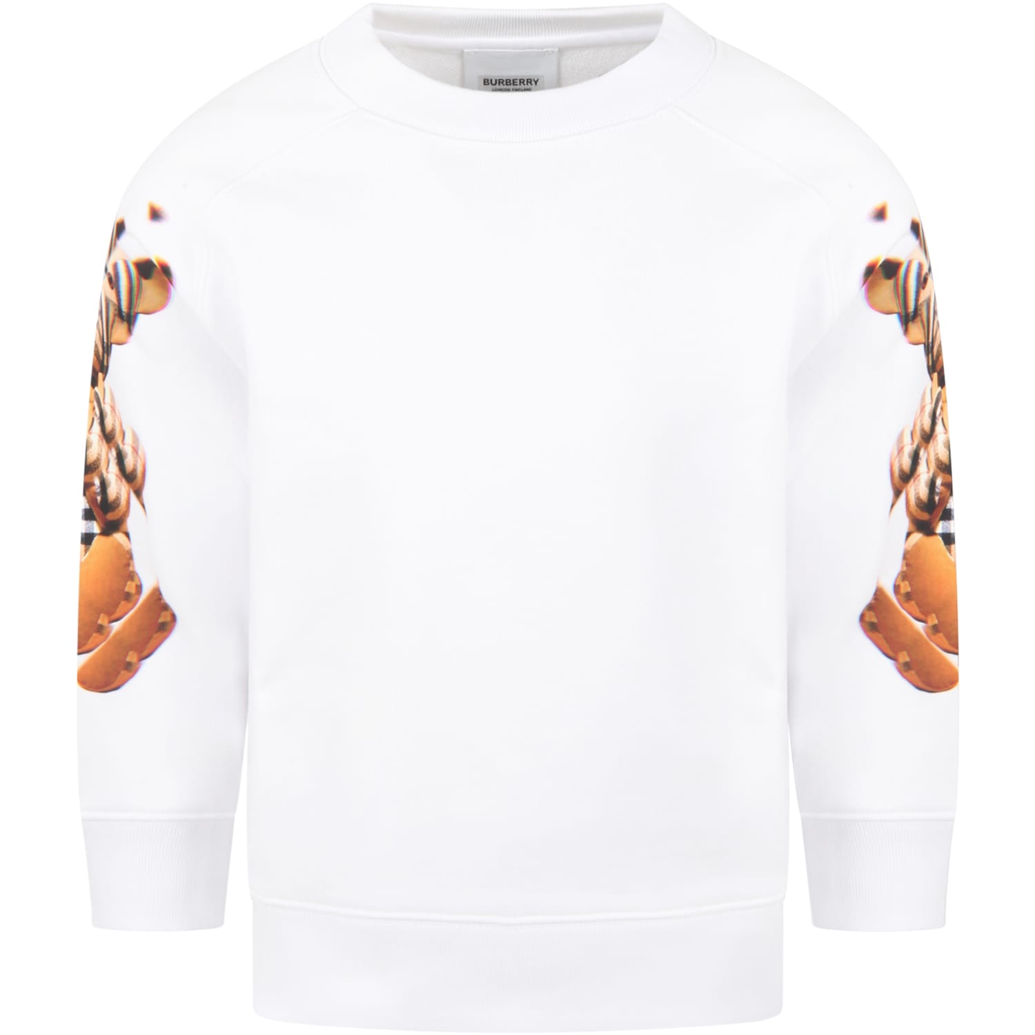 Burberry White Sweatshirt For Kids With Bears
