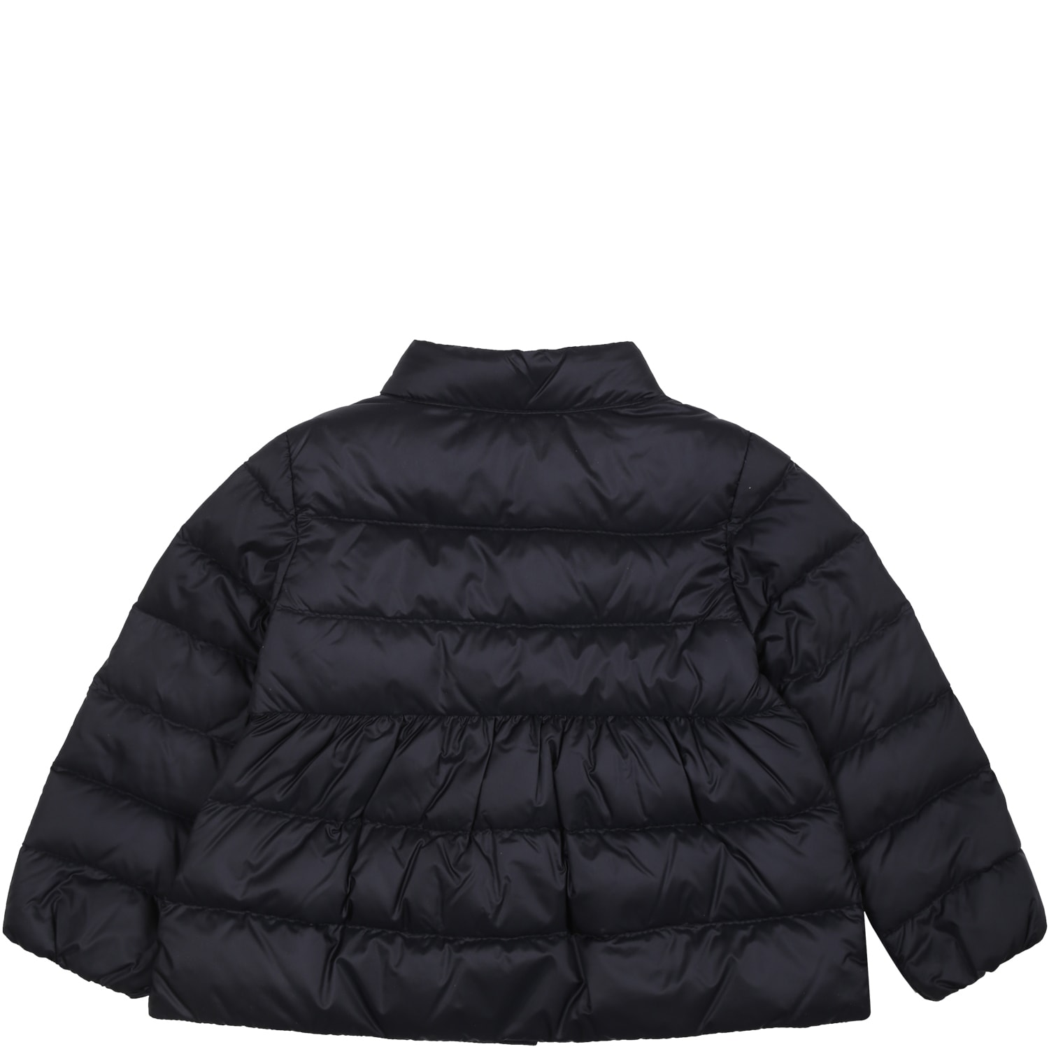 Shop Moncler Down Jacket For Baby Girl With Logo In Blue