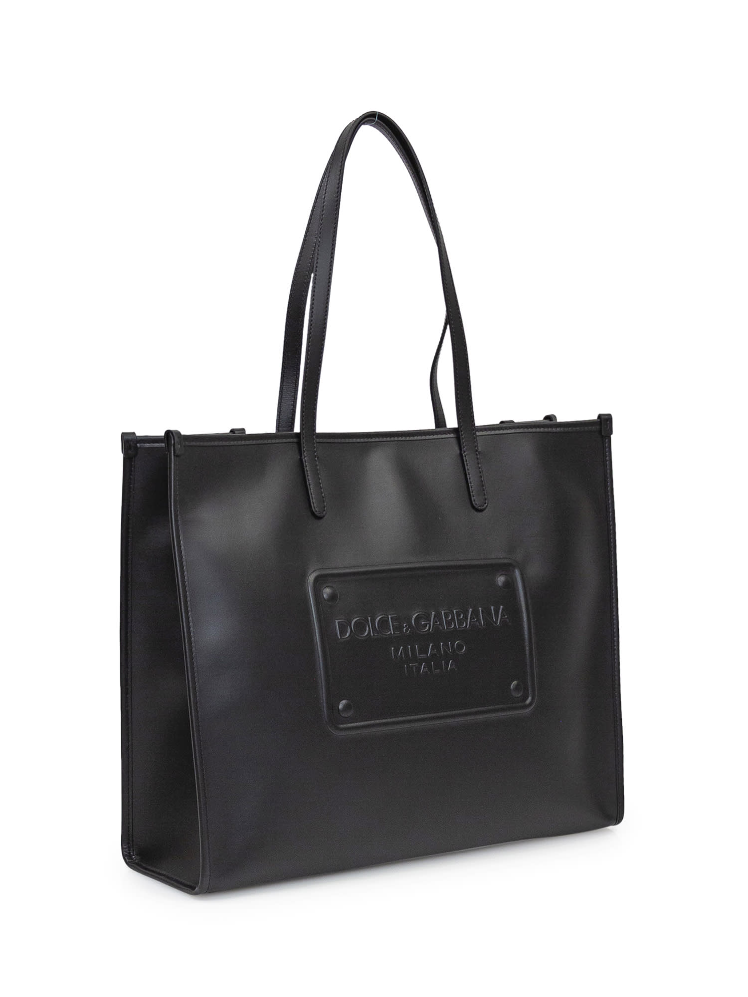 Dolce & Gabbana Smooth Leather Tote Bag In Black