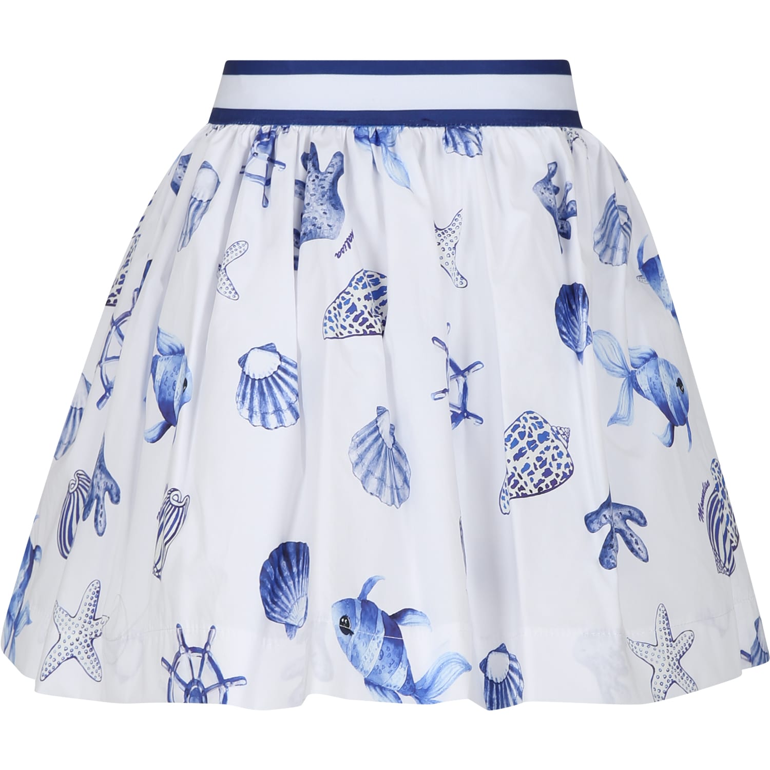 Shop Monnalisa White Skirt For Girl With Shells Print