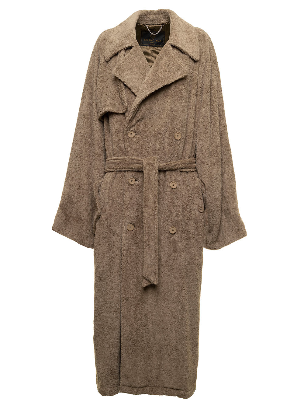 Taupe Towel Trench Coat In Cotton Towel Balenciaga Woman