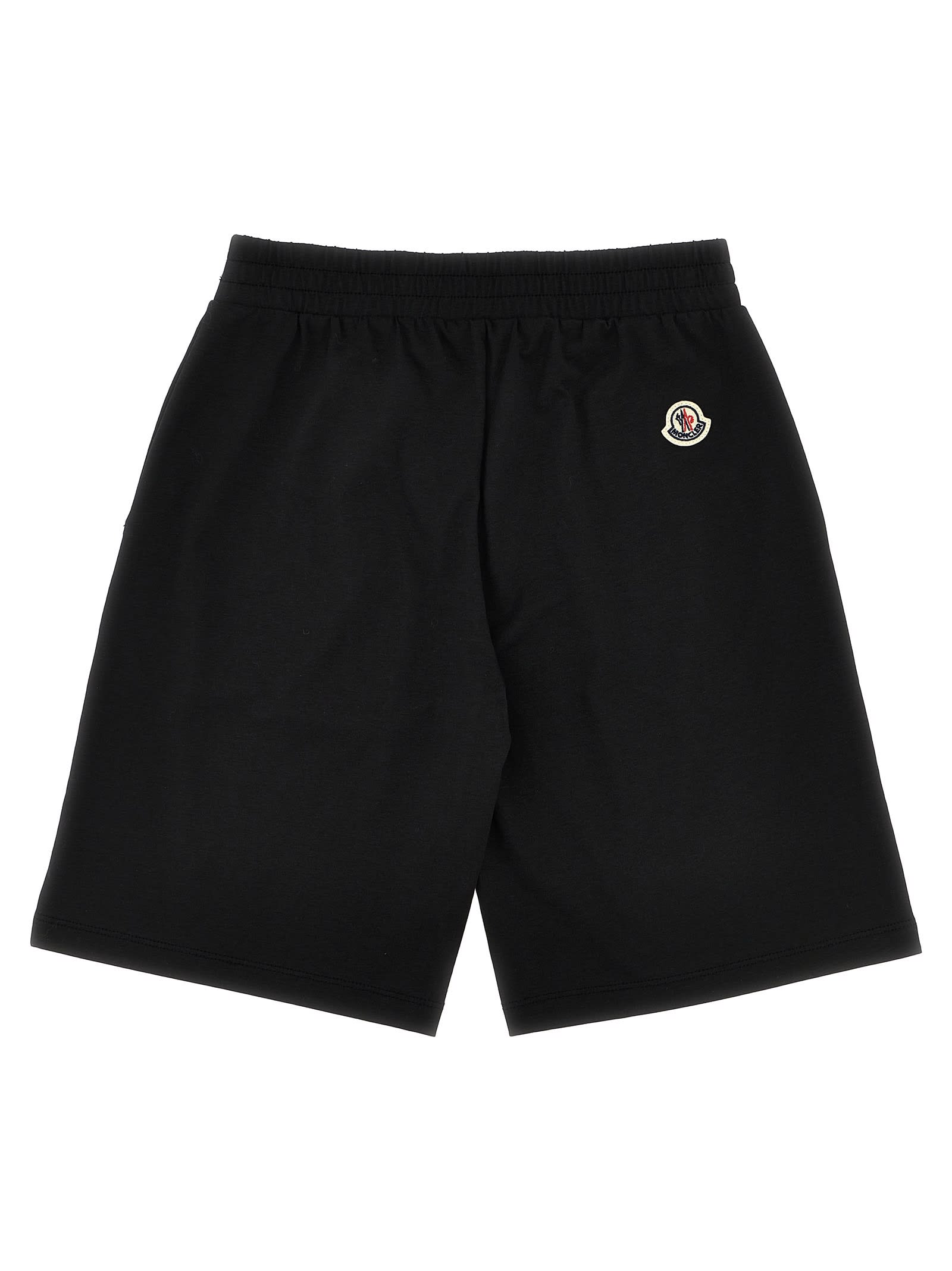 Moncler Logo Patch Bermuda Shorts In Black