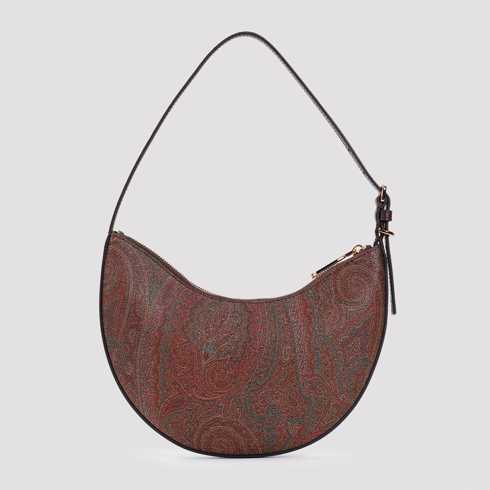 Etro Medium Paisley Leather Shoulder Bag In Brown