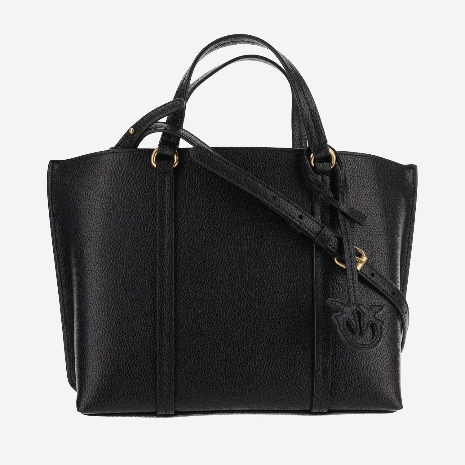 Pinko Classic Leather Shopper Bag In Black