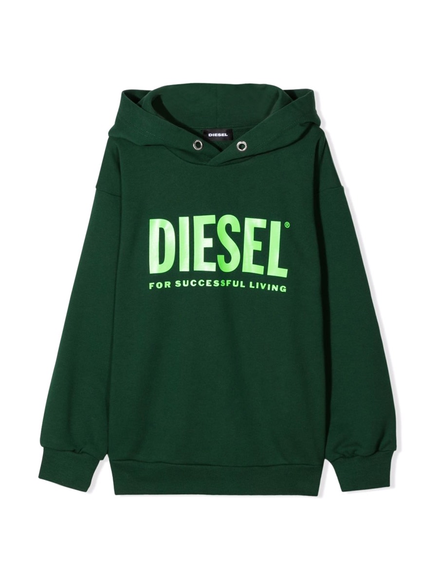 Diesel Logo Over Felpa In Green