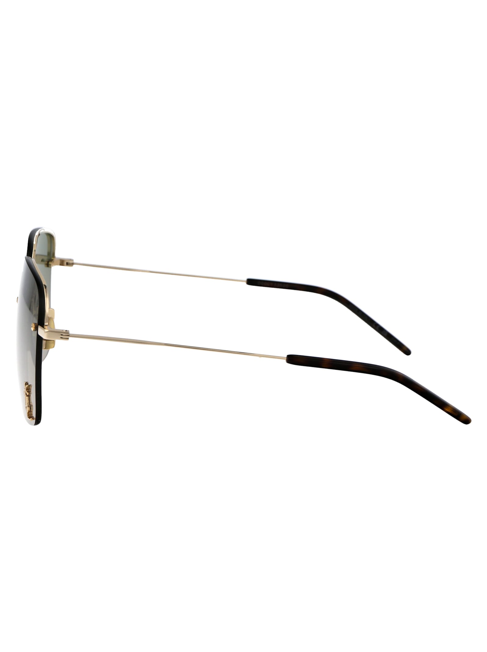 Shop Saint Laurent Sl 312 M Sunglasses In 003 Gold Gold Green