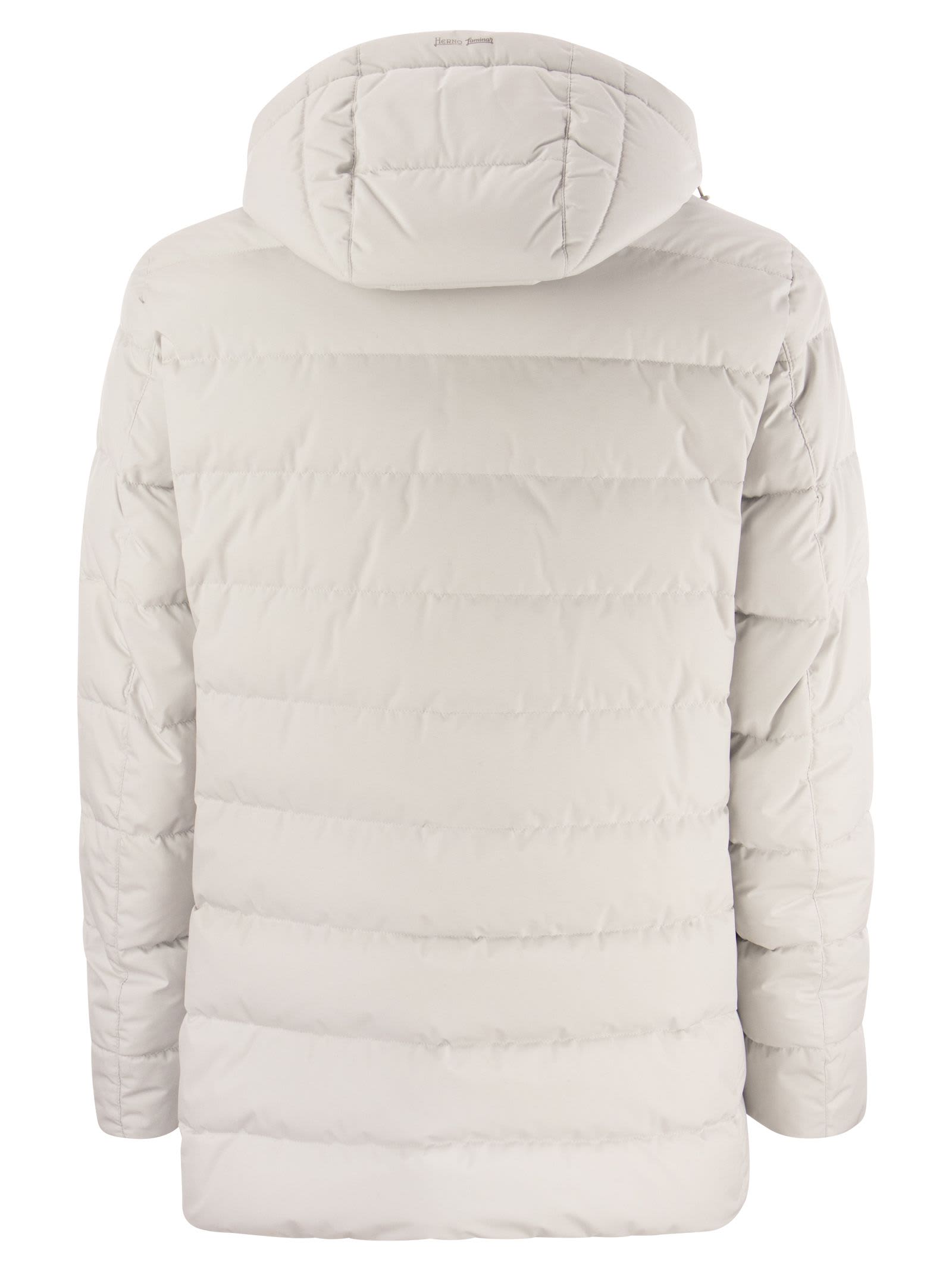 Herno Medium Hooded Down Jacket In Ice