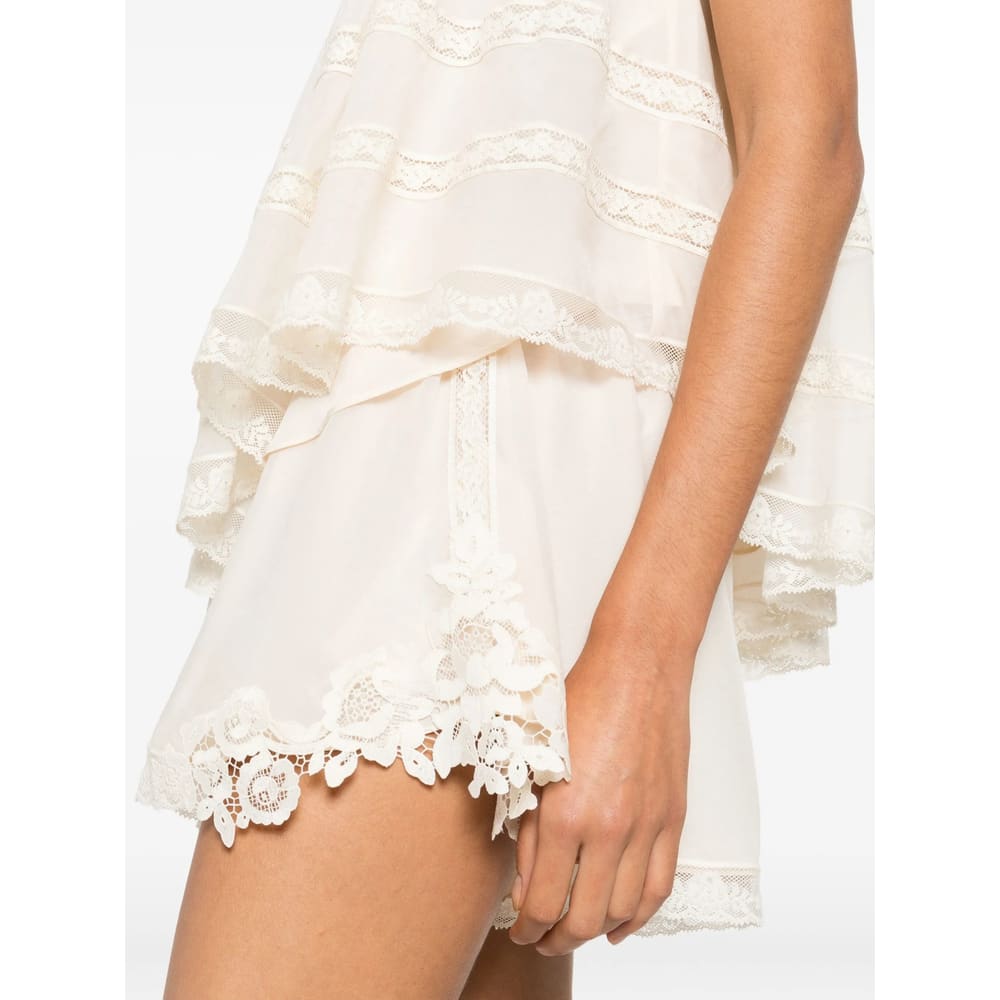 Zimmermann Lace-trim Shorts In Neutral