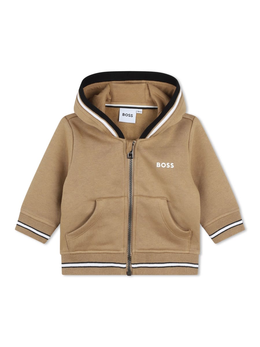 Hugo Boss Felpa Con Logo In Beige