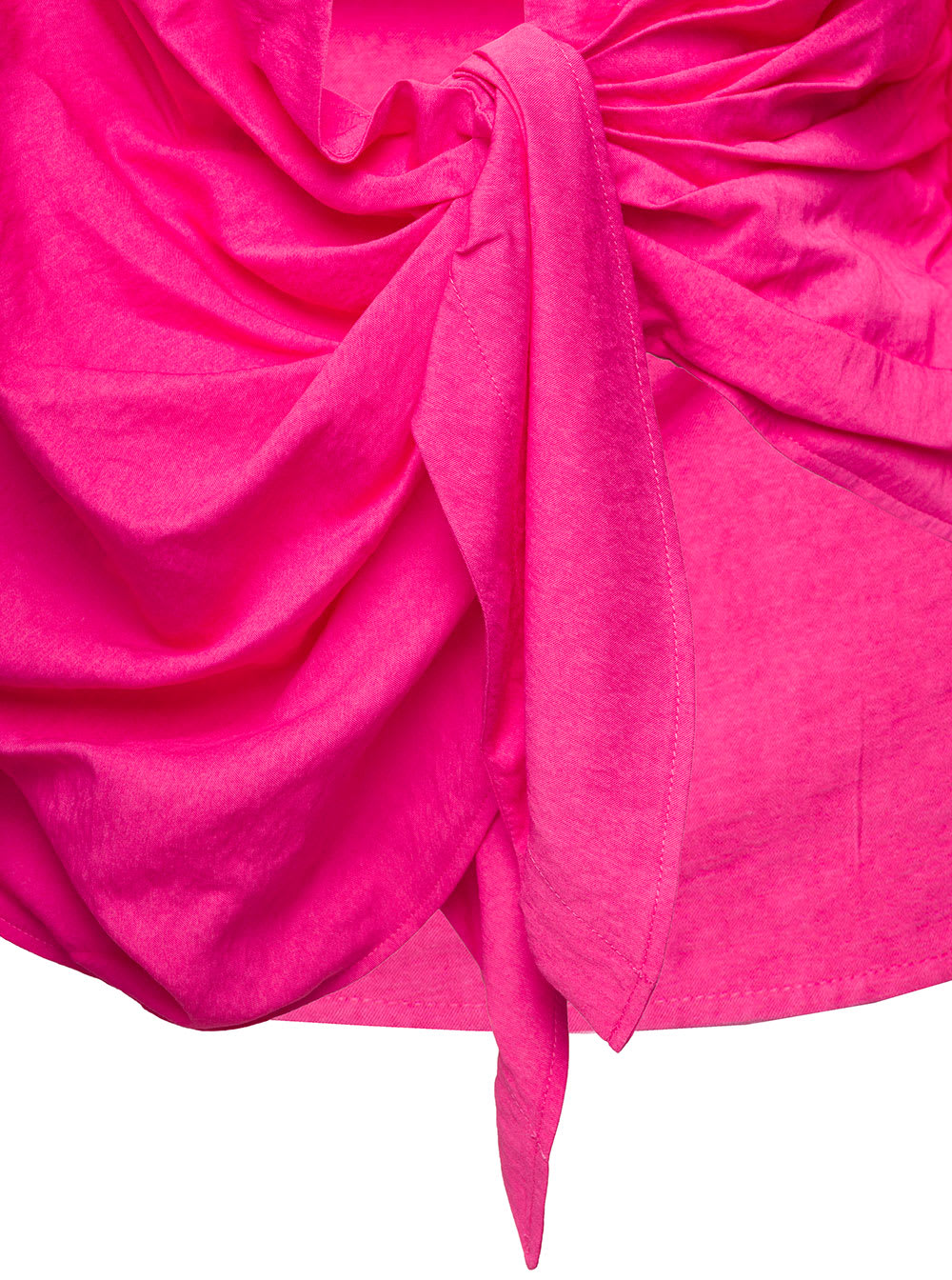 Shop Jacquemus La Chemise Bahia Fuchsia Draped Shirt In Viscose Woman In Pink