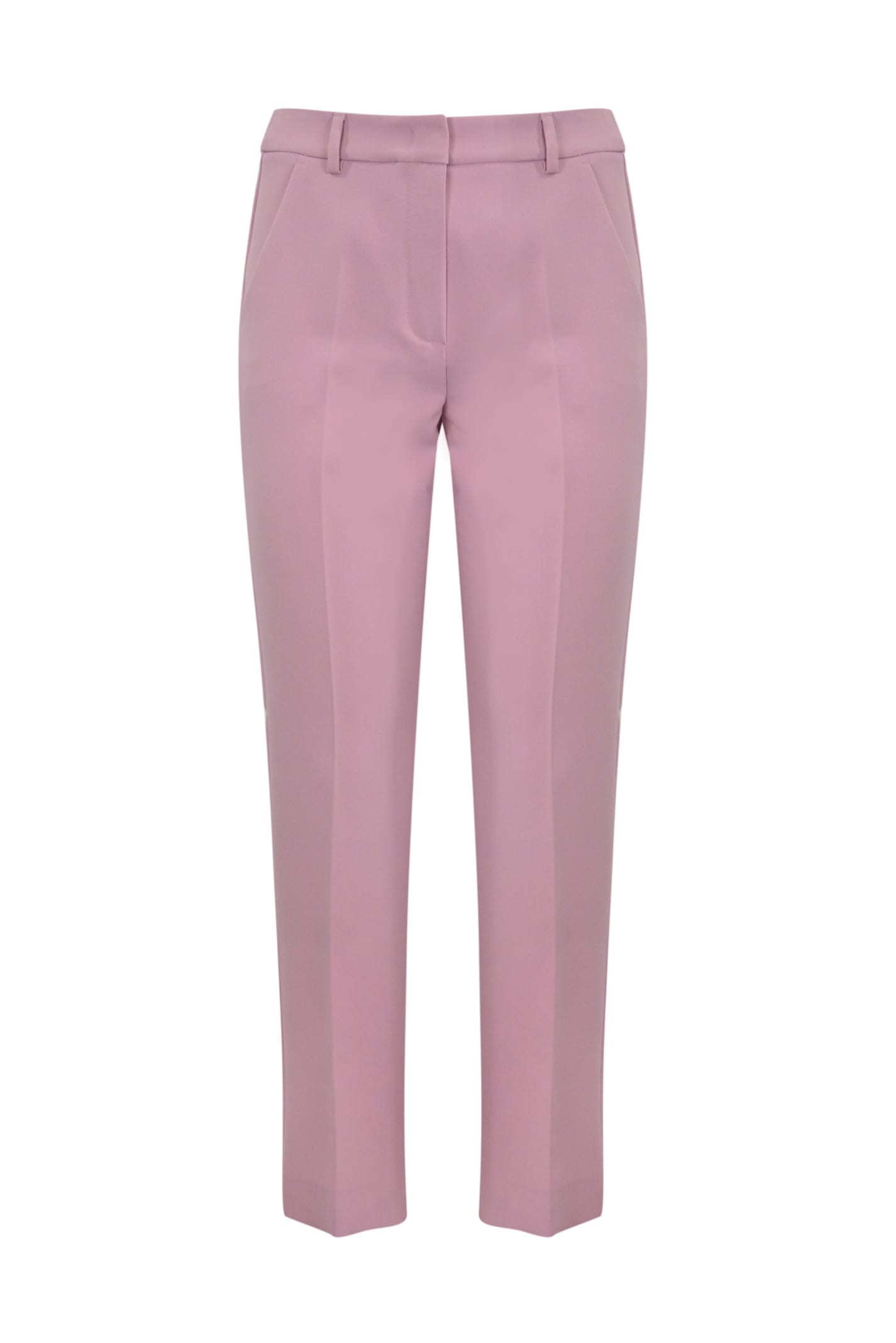Weekend Max Mara Rana Trousers In Double Viscose Canvas In Rose Berry