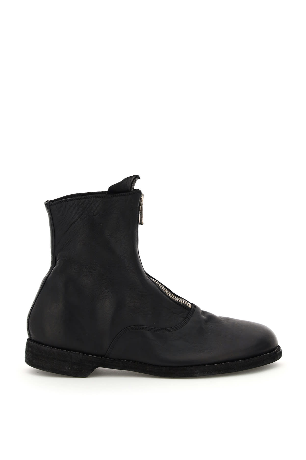 GUIDI FRONT ZIP LEATHER ANKLE BOOTS