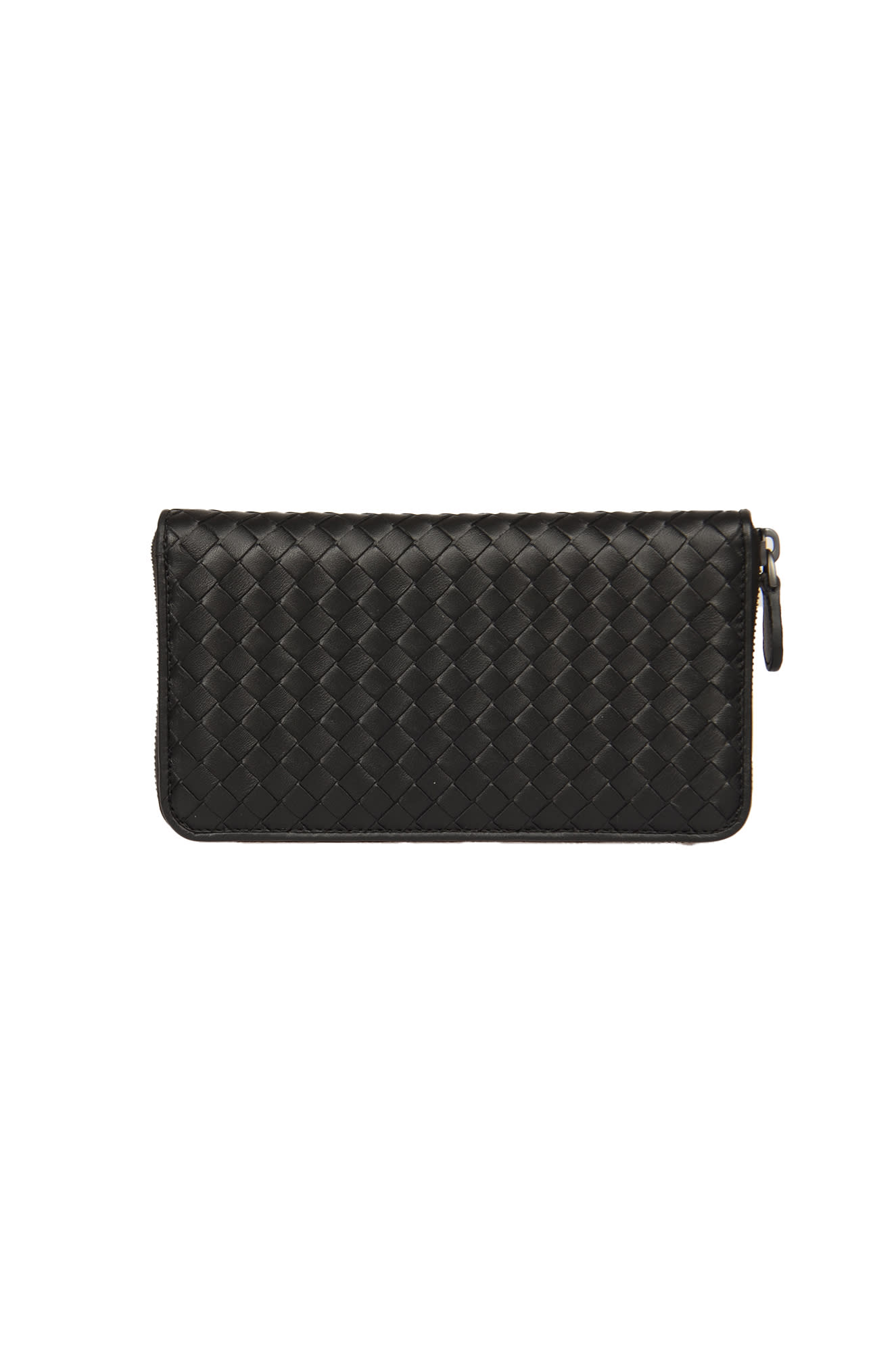 Shop Bottega Veneta Weave Effect Zip-around Wallet In Black