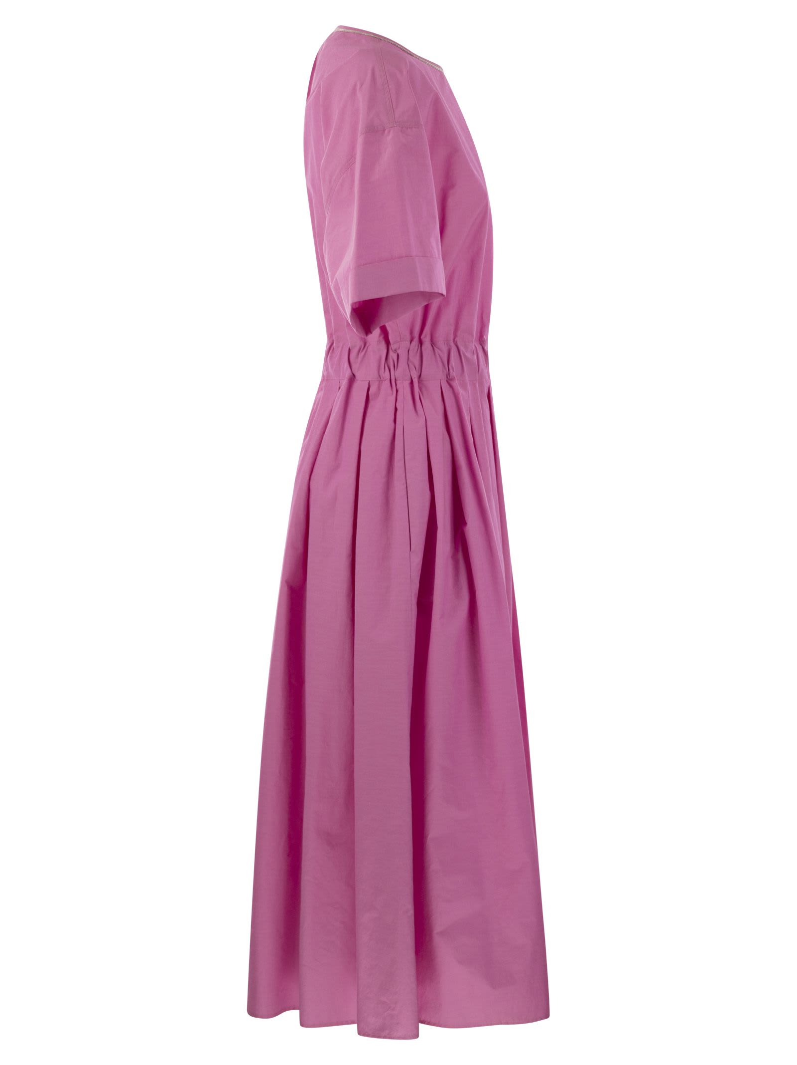 Shop Peserico Cotton-blend Dress With Light Stitch In Fuchsia