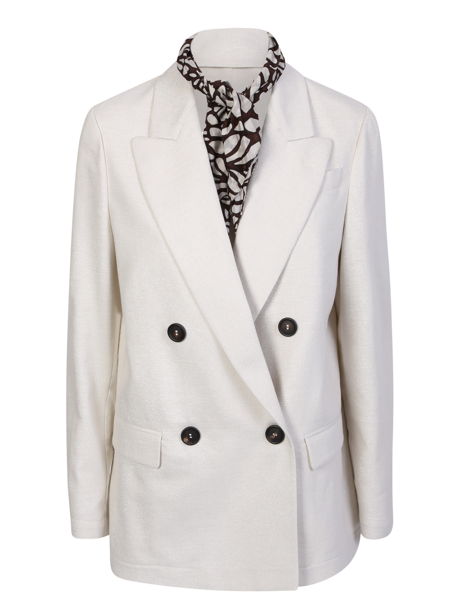 Brunello Cucinelli Cotton And Viscose Sparkling Twill Blazer In White