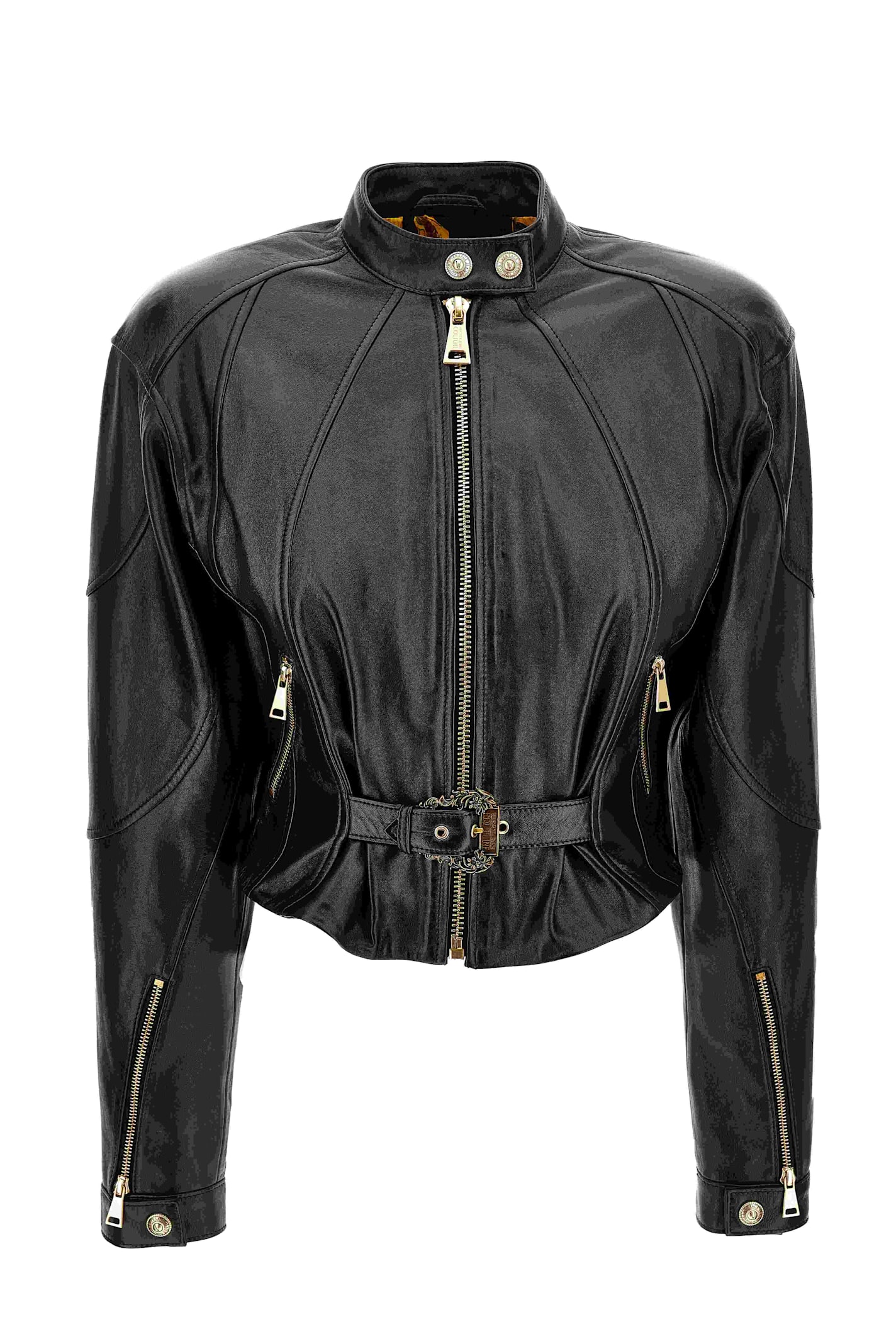 Versace Jeans Couture Leather Jacket In Blue