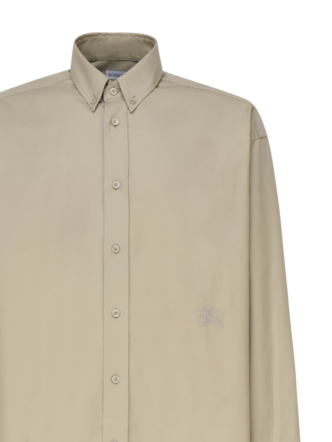 Shop Burberry Cotton Shirt With Logo On The Side In Hunter